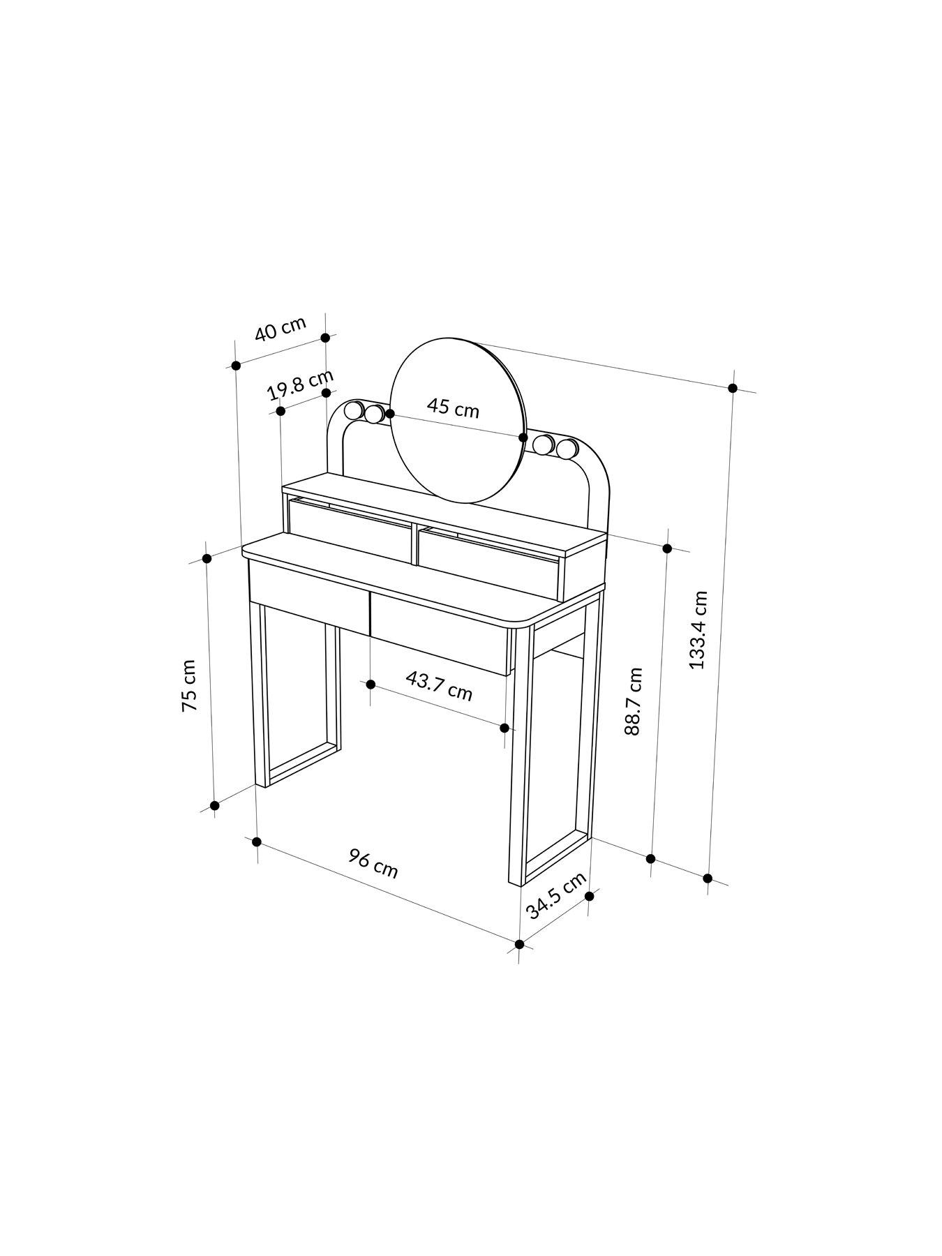 Image 5 of 6 of Decortie Lora Dressing Table - White / Oak