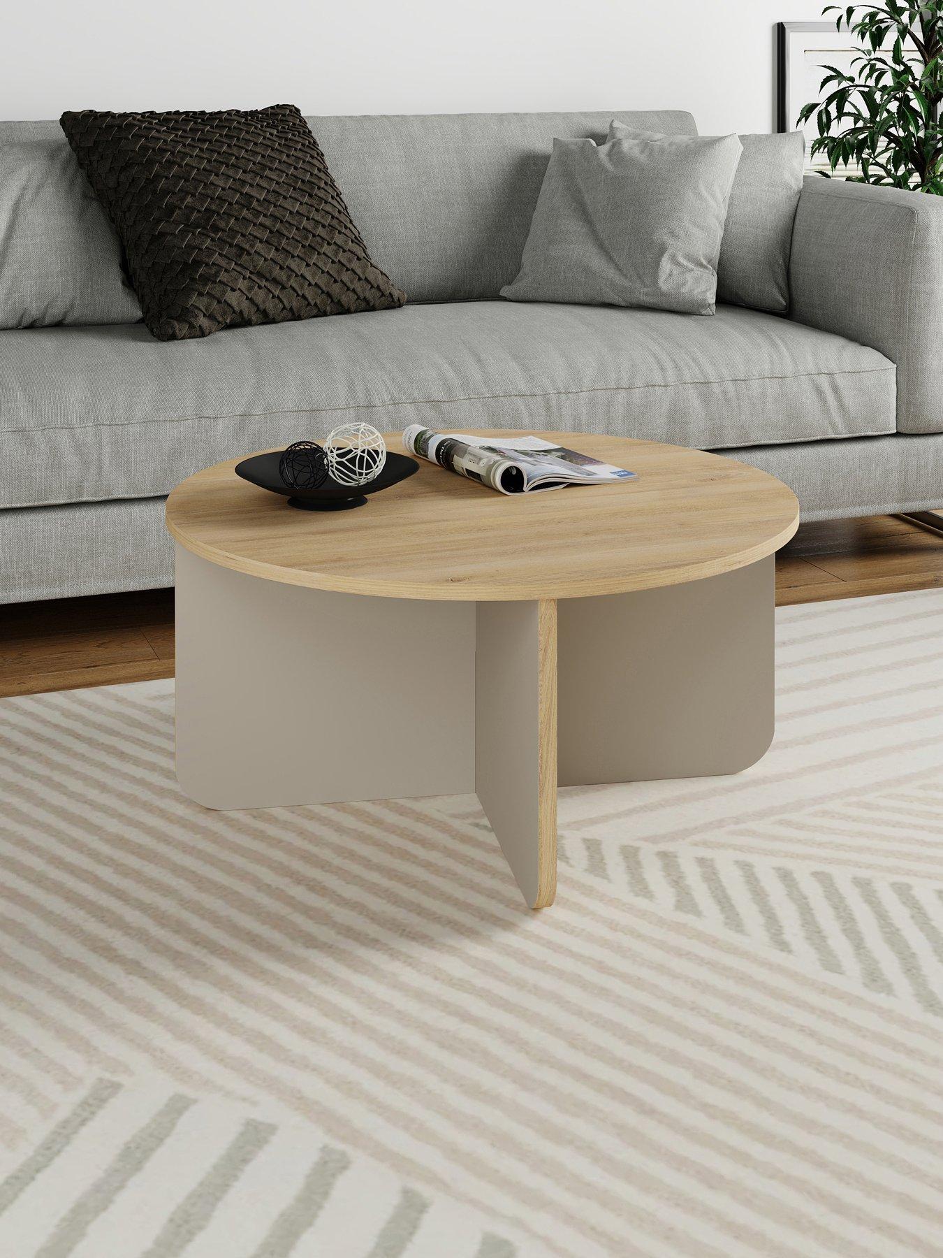 Decortie Hillary Round Coffee Table - Oak / Sandstone