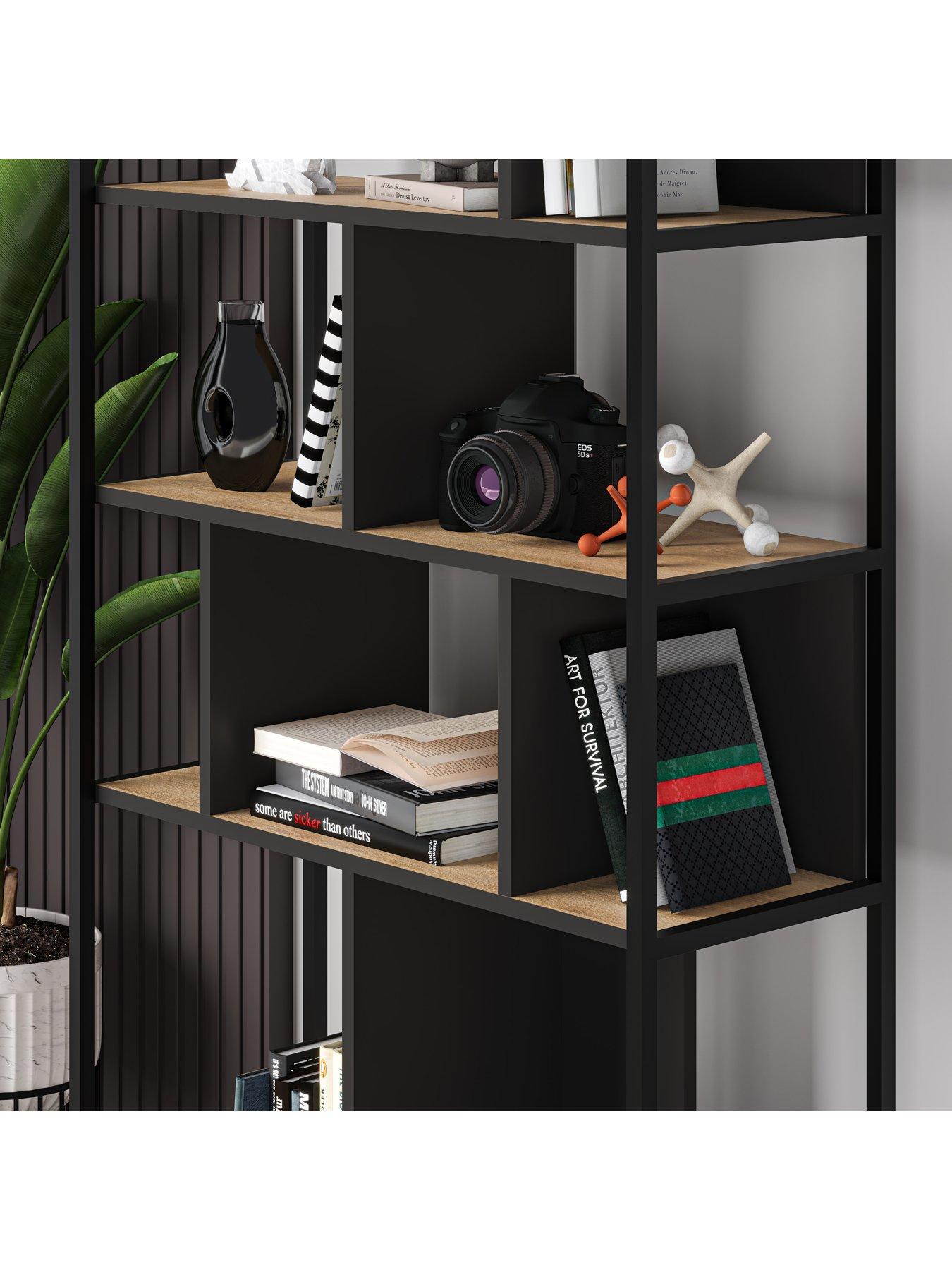 decortie-midi-bookcase-oak-blackoutfit