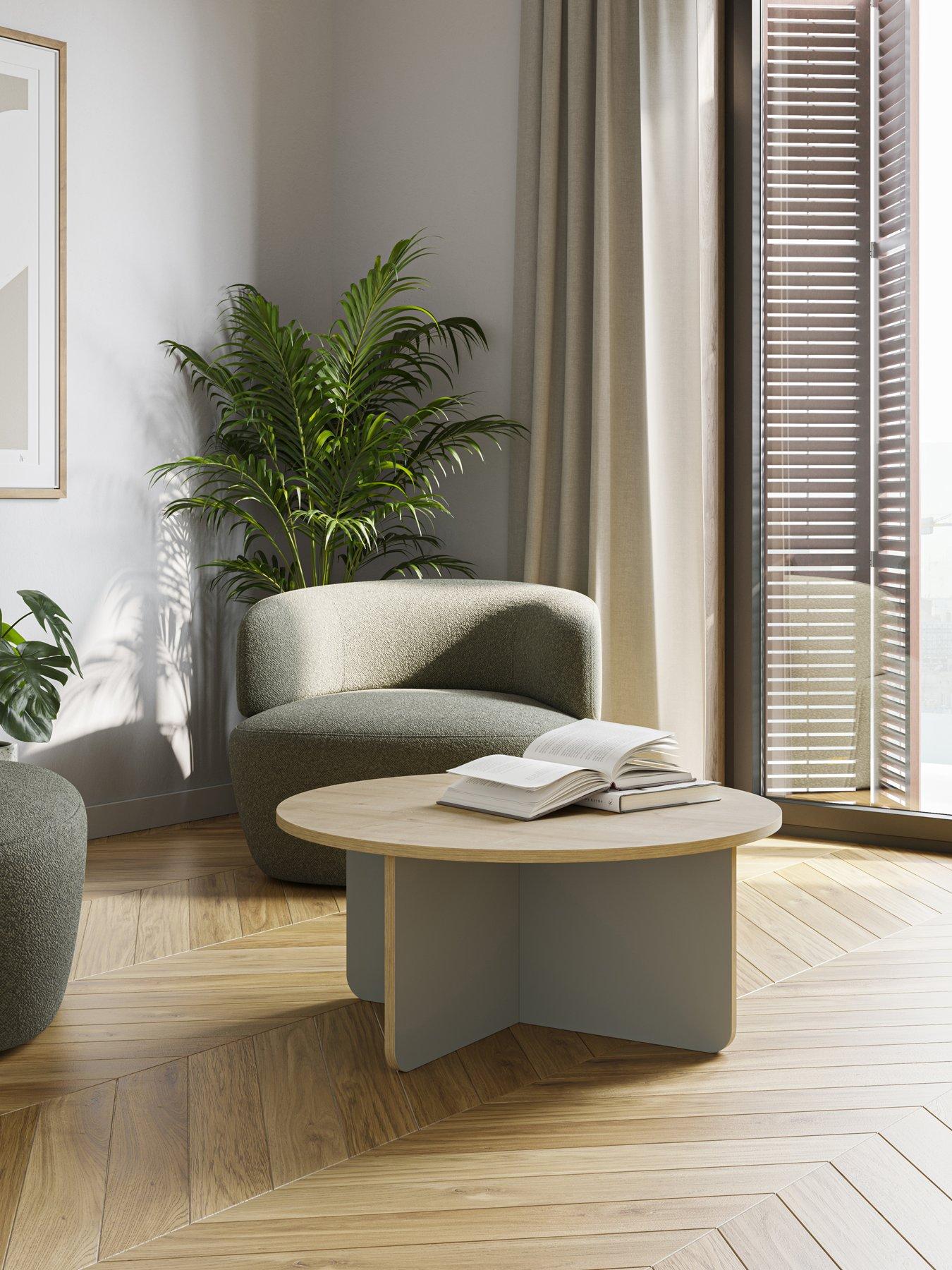 Decortie Hillary Round Coffee Table - Oak / Sandstone