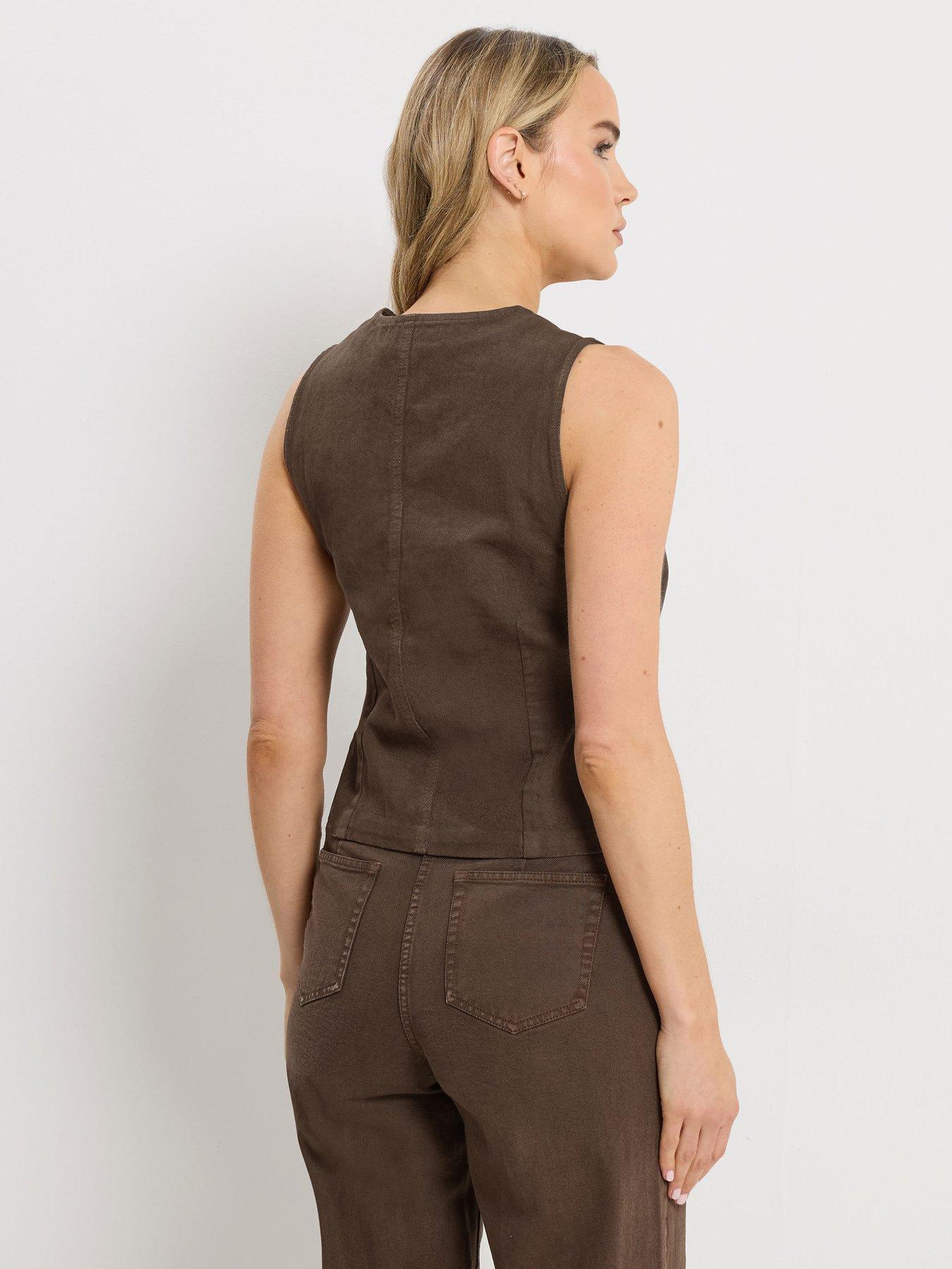 Image 2 of 5 of Long Tall Sally Button Down Waistcoat - Brown