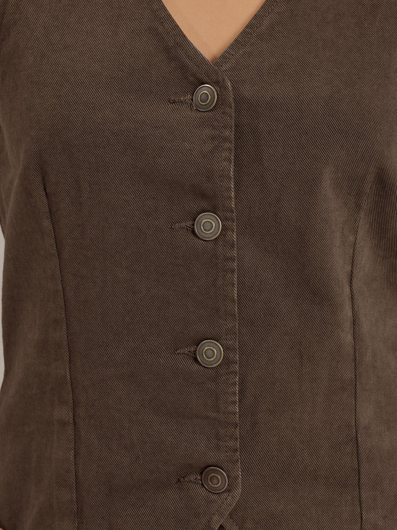 Image 4 of 5 of Long Tall Sally Button Down Waistcoat - Brown