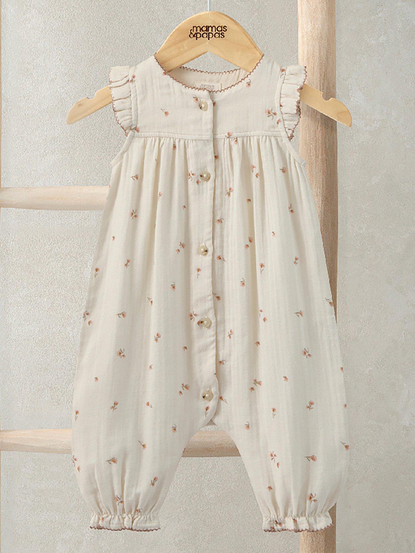 Mamas & Papas Baby Girls Frill Shoulder Romper - Pink