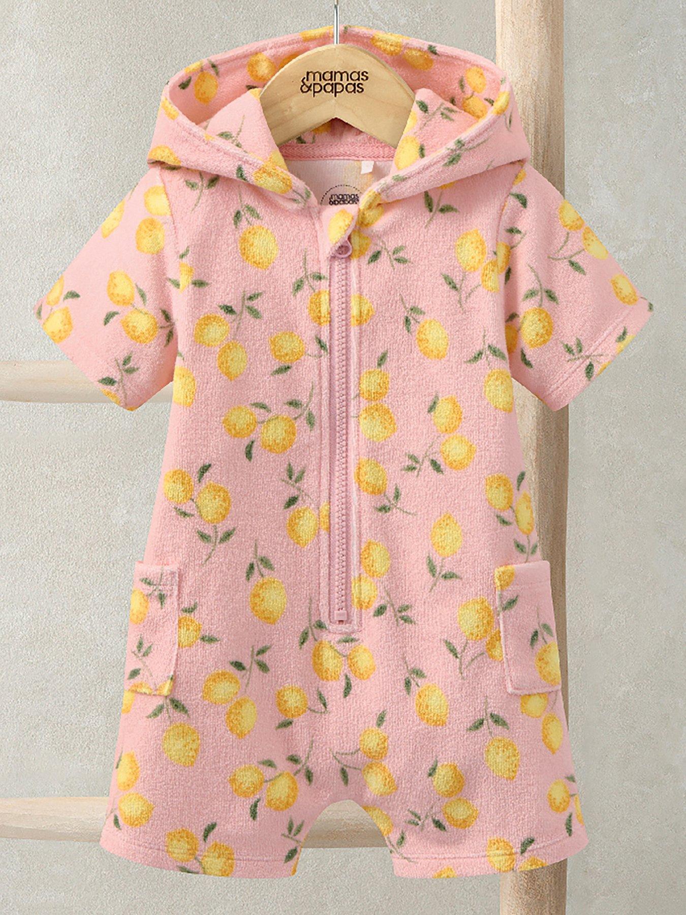 mamas-papas-baby-girls-lemon-print-towelling-zip-romper-pink