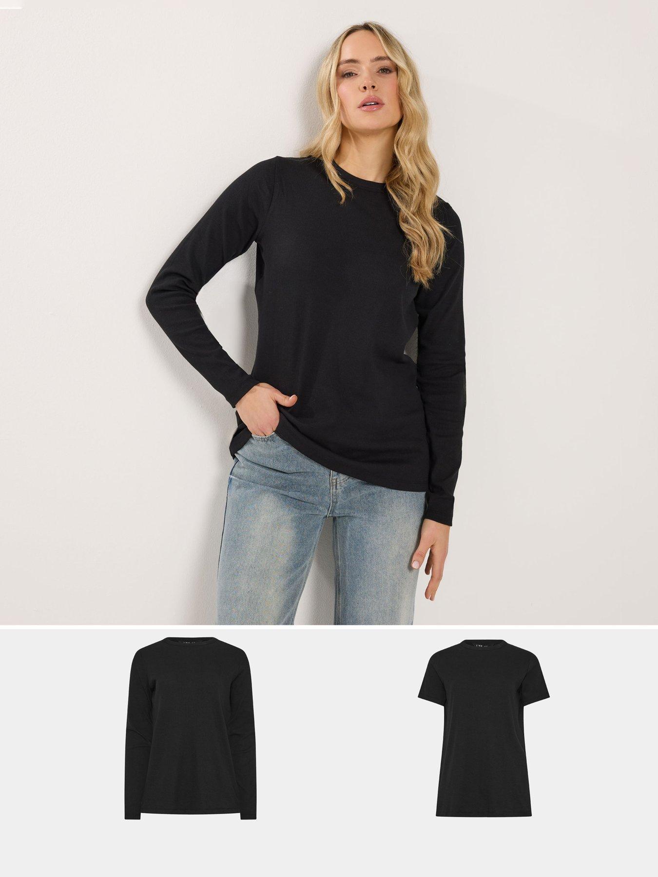 Long Tall Sally 2 Pack Long And Short Sleeve T-Shirt - Black