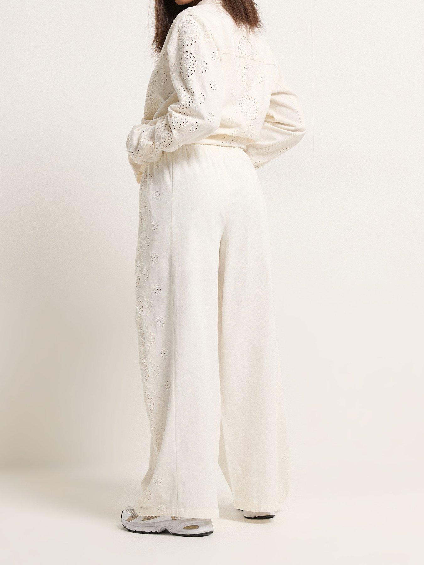 Image 2 of 5 of PixieGirl Petite Pull On Wide Leg Trouser - White
