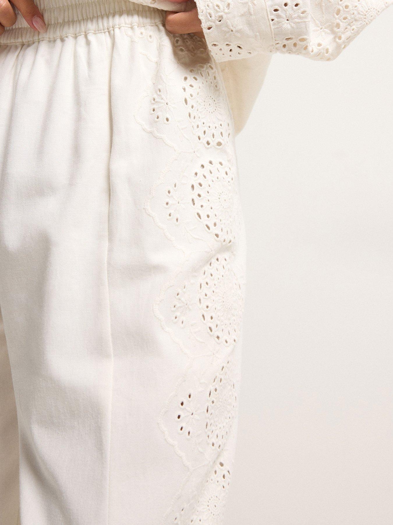 Image 4 of 5 of PixieGirl Petite Pull On Wide Leg Trouser - White