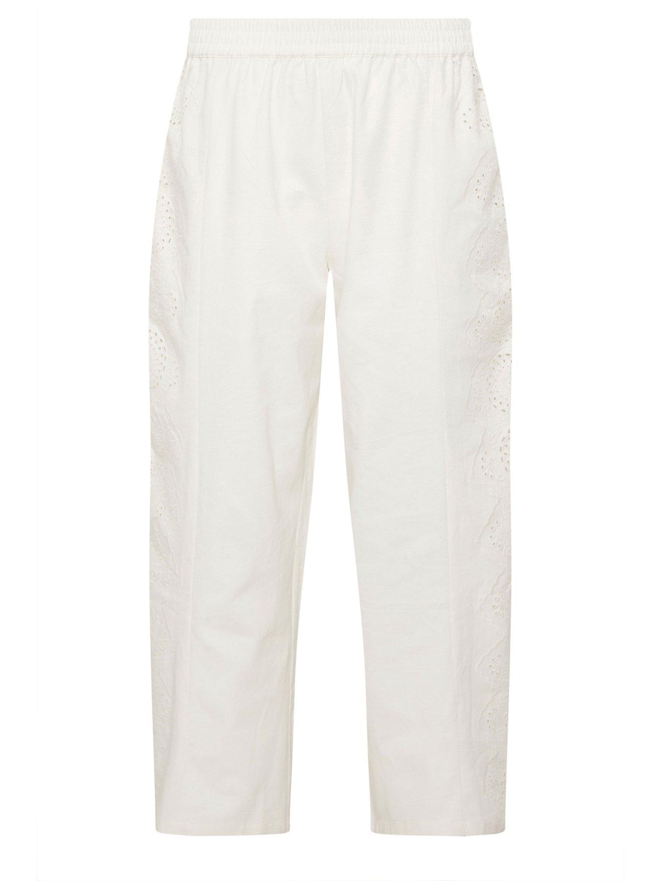 Image 5 of 5 of PixieGirl Petite Pull On Wide Leg Trouser - White