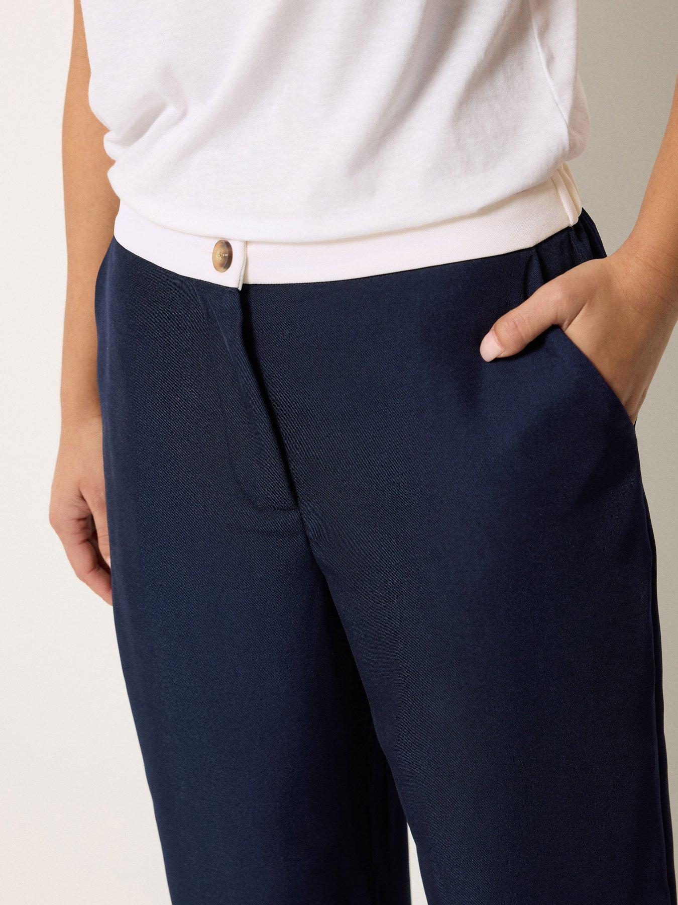 Image 4 of 5 of PixieGirl Petite Button Detail Wide Leg Trouser - Blue
