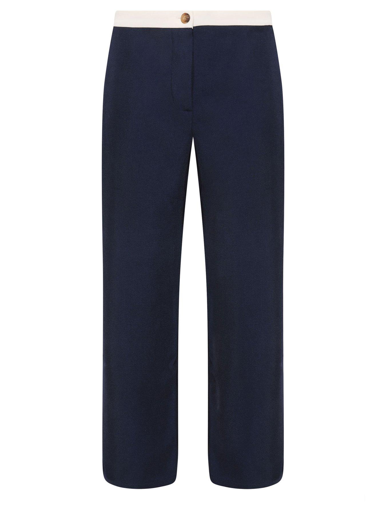 Image 5 of 5 of PixieGirl Petite Button Detail Wide Leg Trouser - Blue