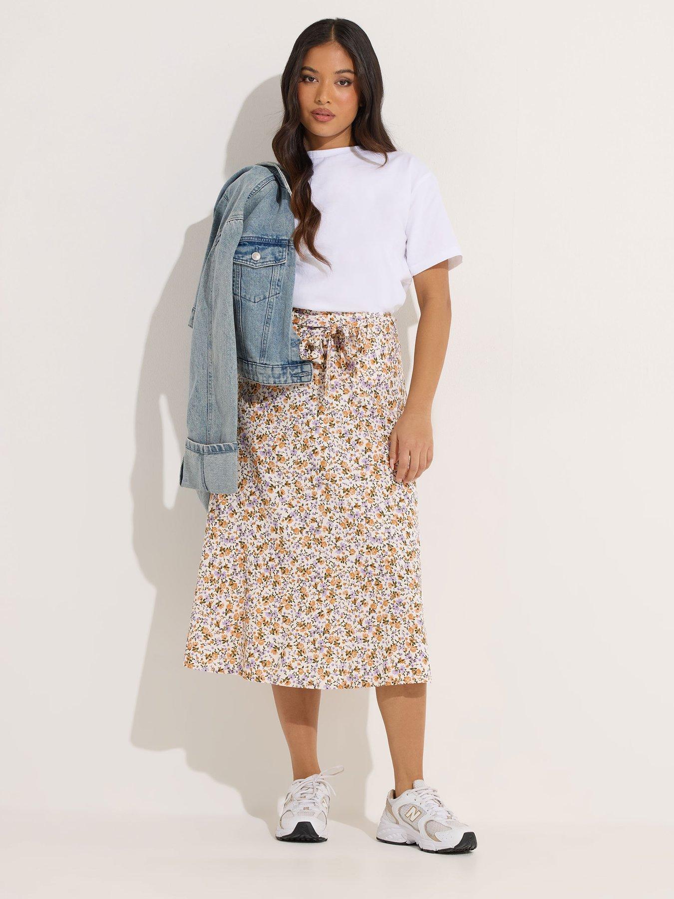 pixiegirl-petite-ditsy-belted-midi-skirt-purplefront