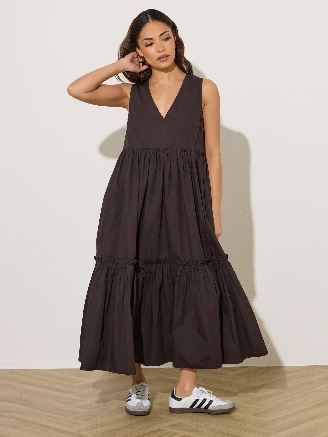 pixiegirl-petite-frill-tiered-midi-dress-brownback