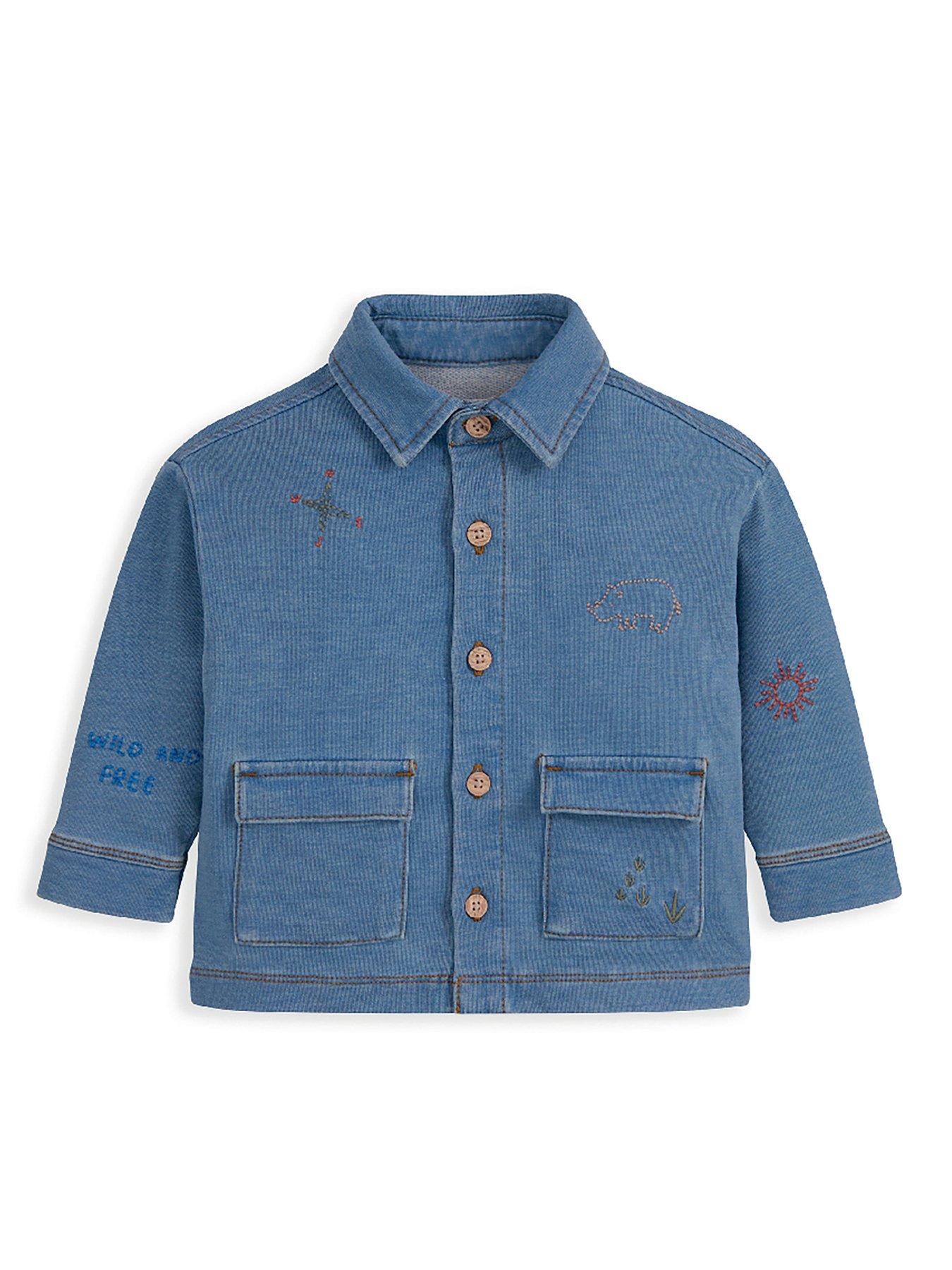 Image 4 of 5 of Mamas & Papas Baby Boys Denim Shacket &amp; Tshirt Set - Blue