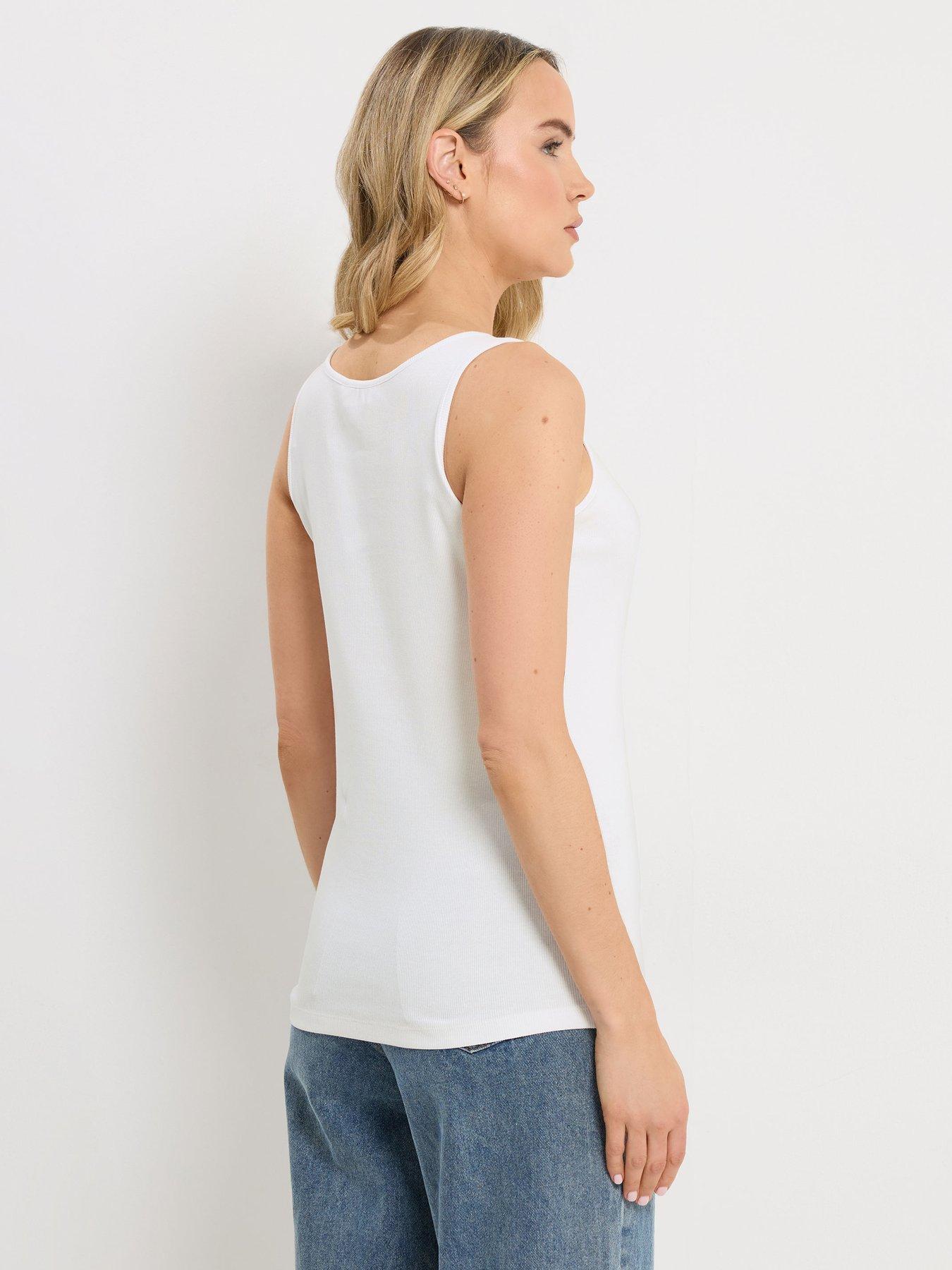 Image 2 of 5 of Long Tall Sally Tall Rib Placket Vest - White