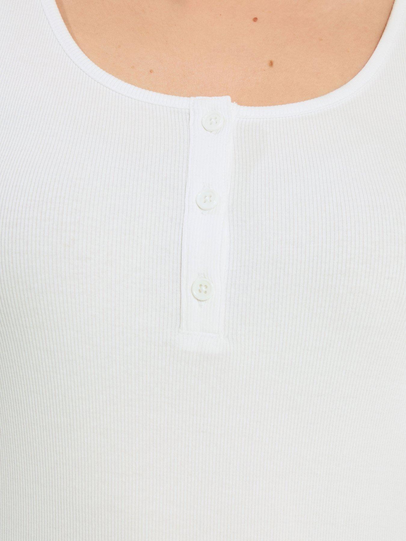 Image 4 of 5 of Long Tall Sally Tall Rib Placket Vest - White