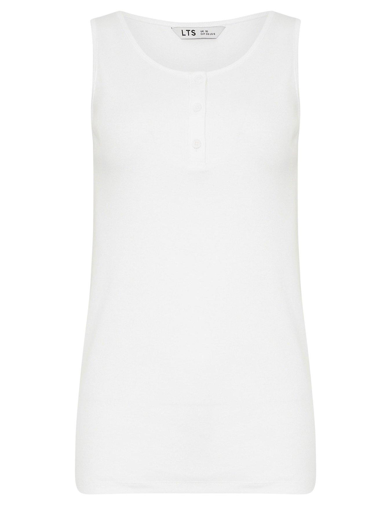 Image 5 of 5 of Long Tall Sally Tall Rib Placket Vest - White