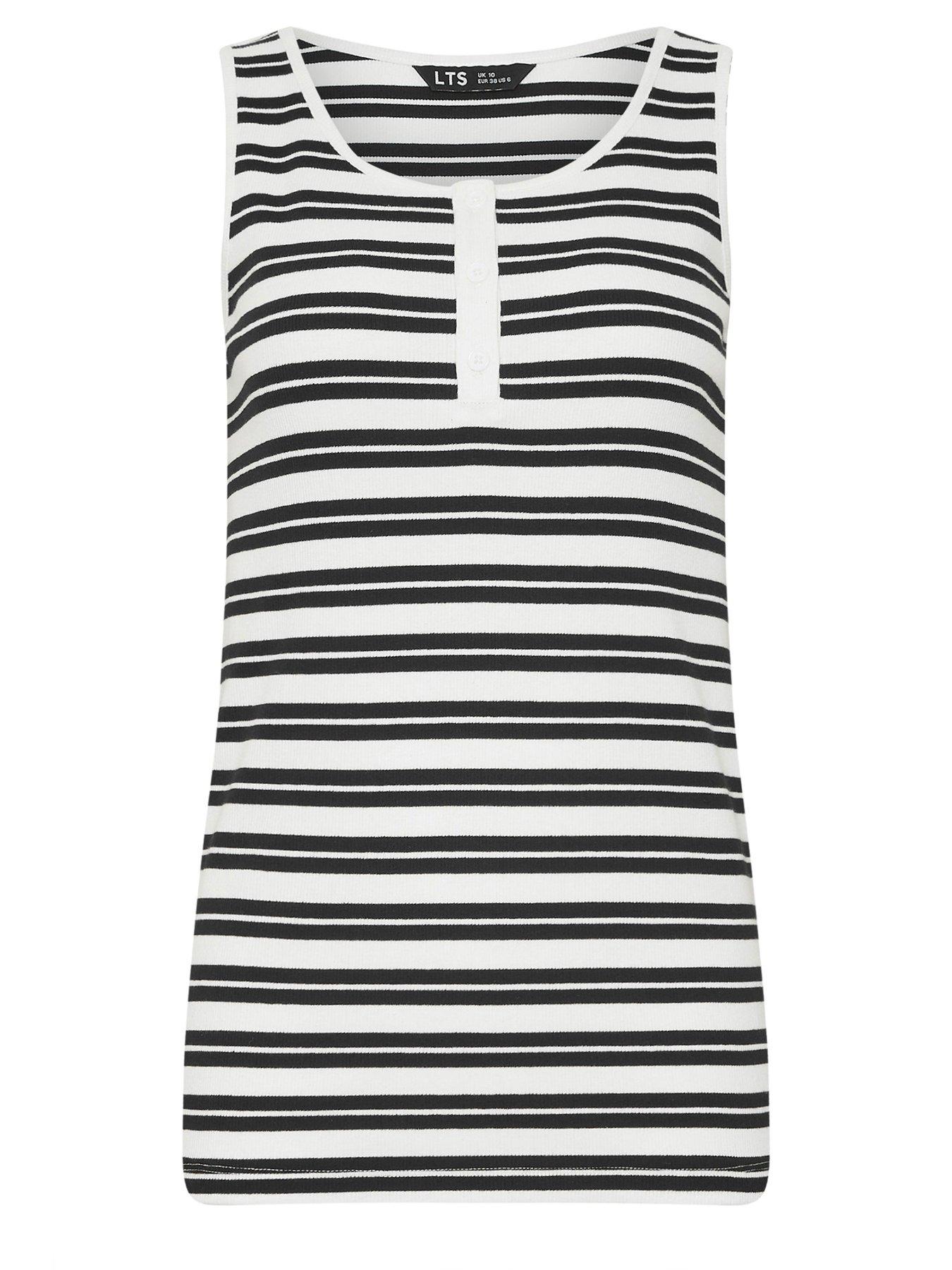 Image 5 of 5 of Long Tall Sally Stripe Rib Placket Vest - Black
