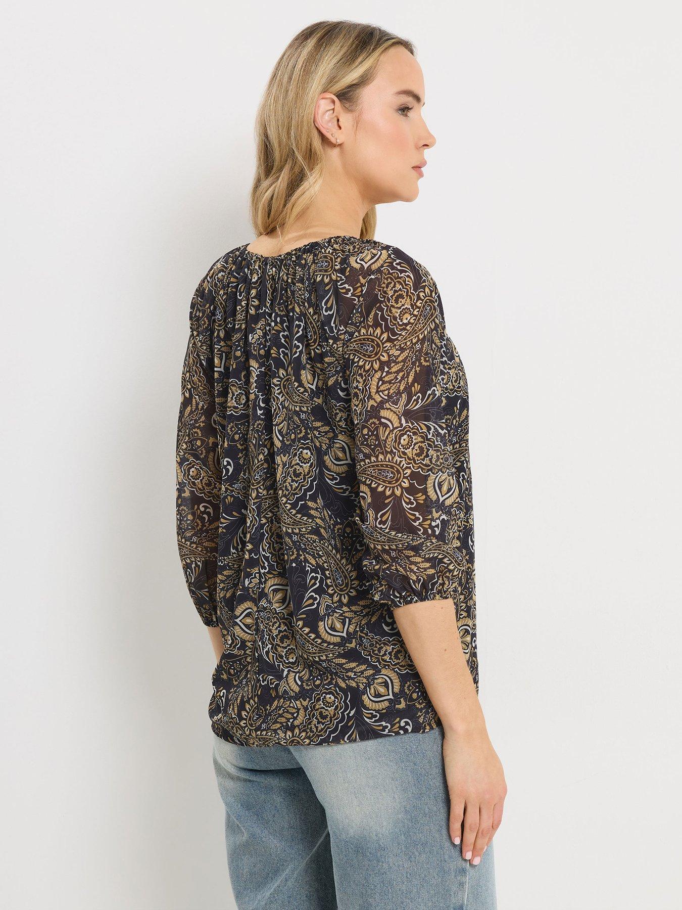 Image 2 of 5 of Long Tall Sally Paisley Chiffon Blouse - Black
