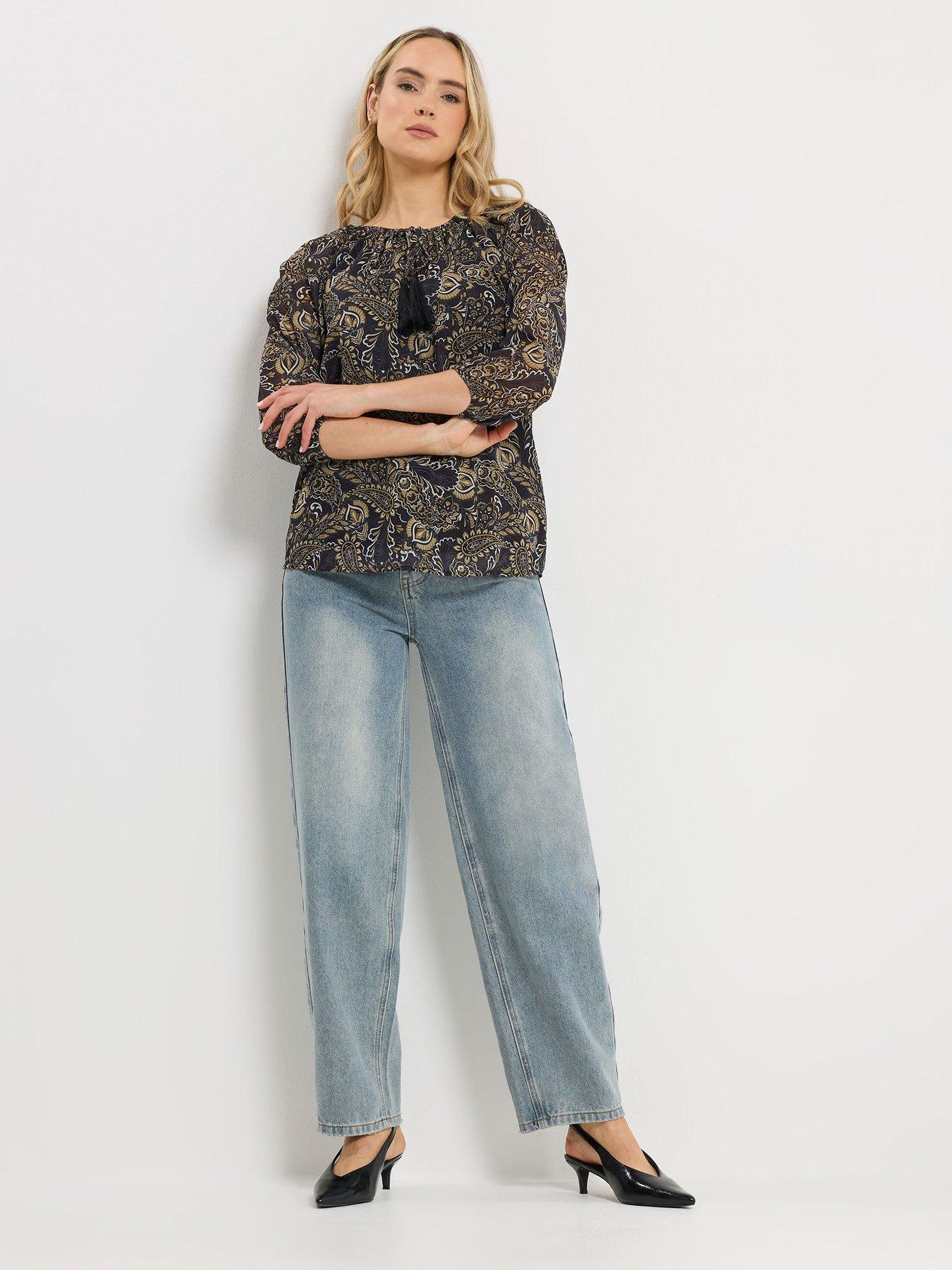 Image 3 of 5 of Long Tall Sally Paisley Chiffon Blouse - Black