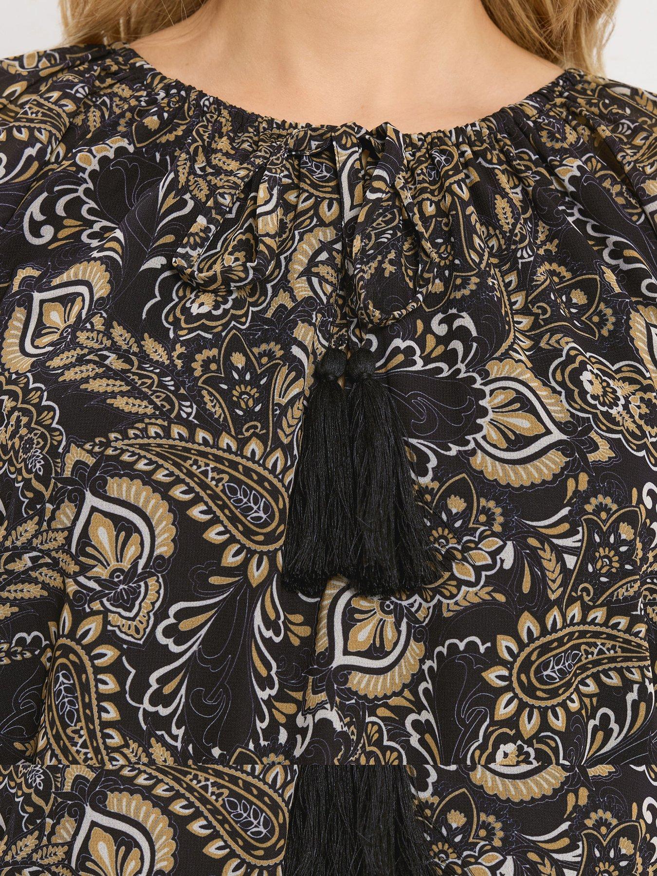 Image 4 of 5 of Long Tall Sally Paisley Chiffon Blouse - Black