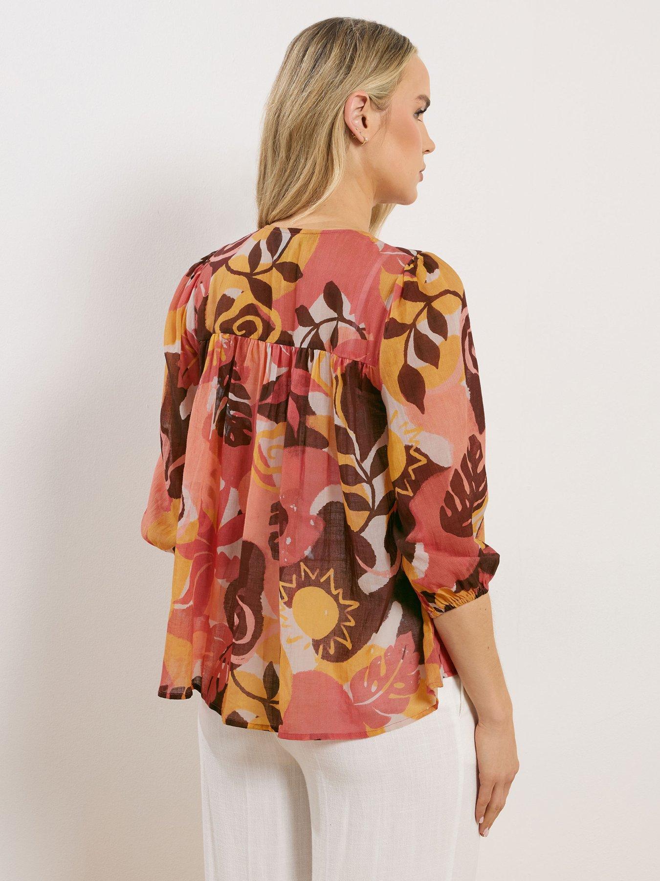 long-tall-sally-tie-necktassel-blouse-brownstillFront