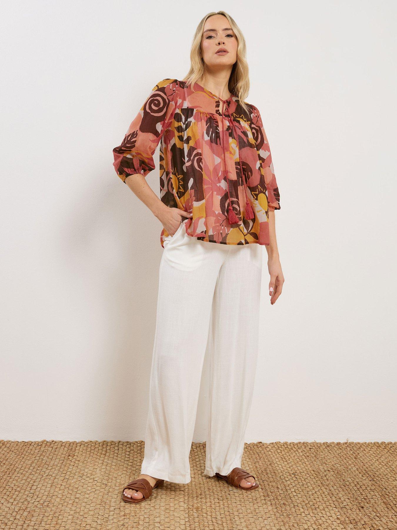 long-tall-sally-tie-necktassel-blouse-brownback