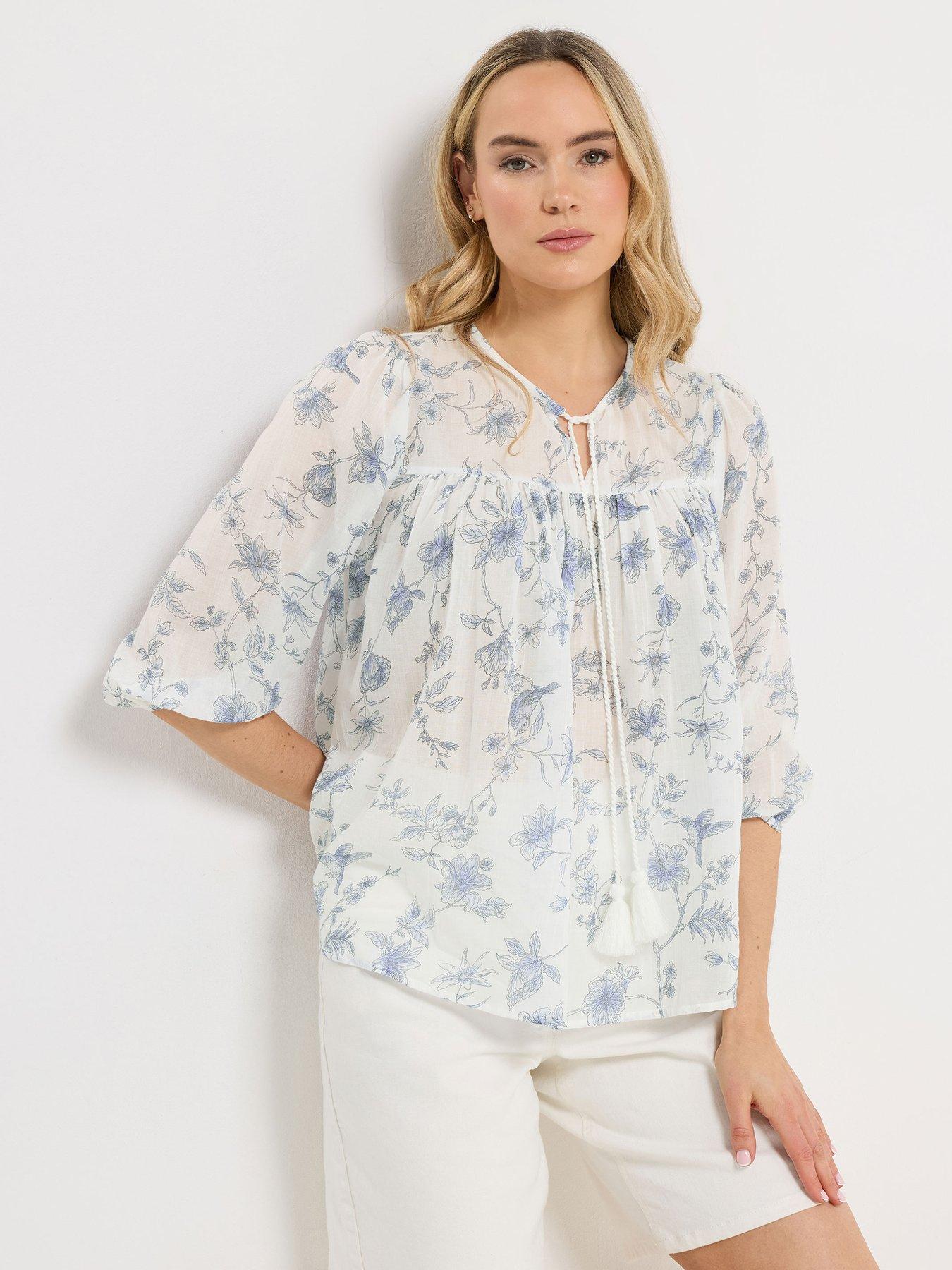 long-tall-sally-floral-tassel-tie-blouse-bluefront