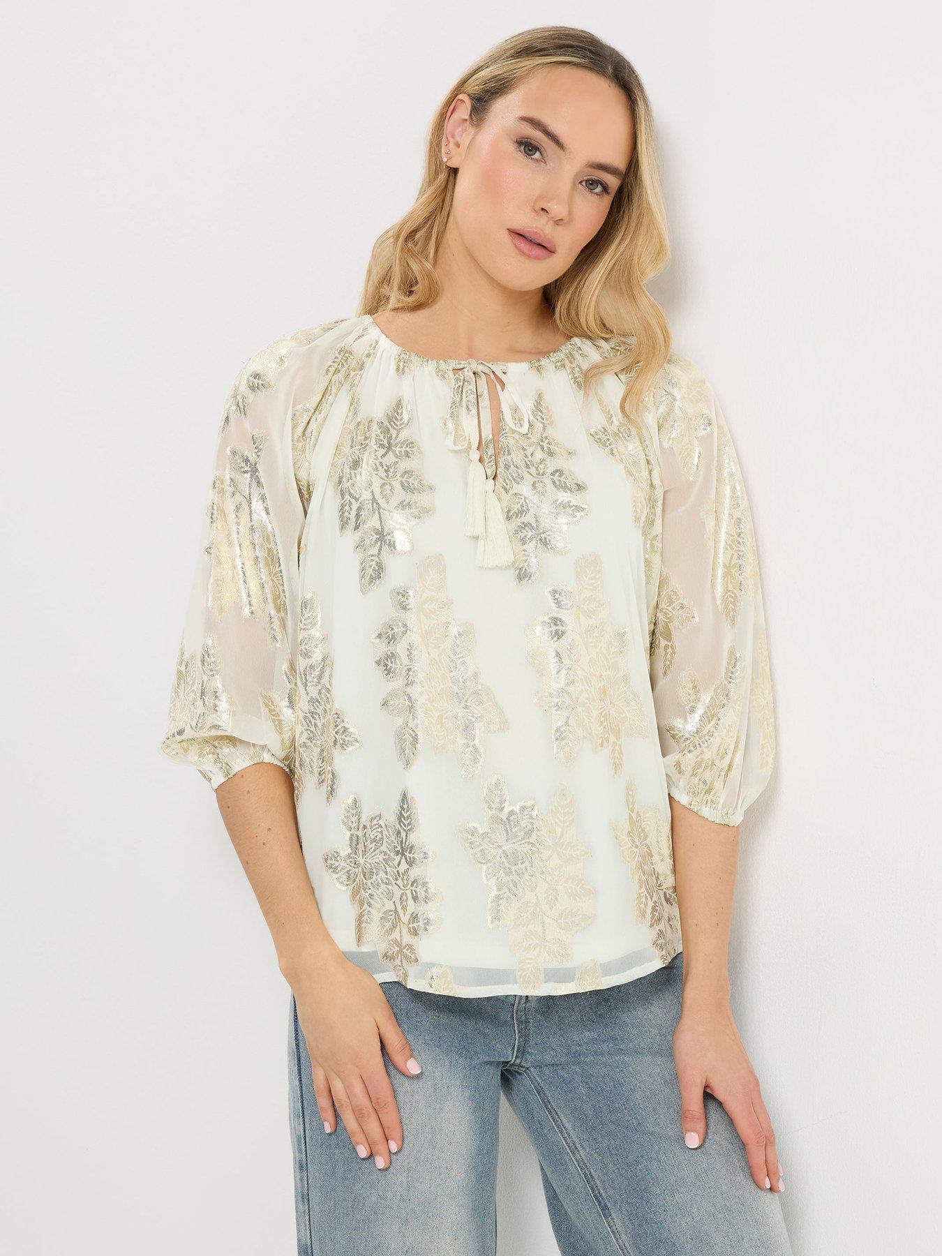 long-tall-sally-metallic-boho-blouse-whitefront
