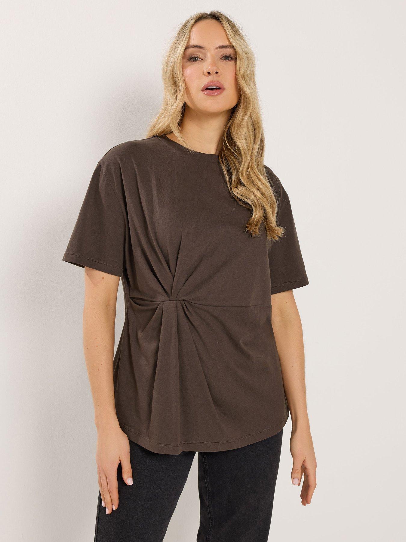 Image 1 of 5 of Long Tall Sally Twist Front T-Shirt - Brown