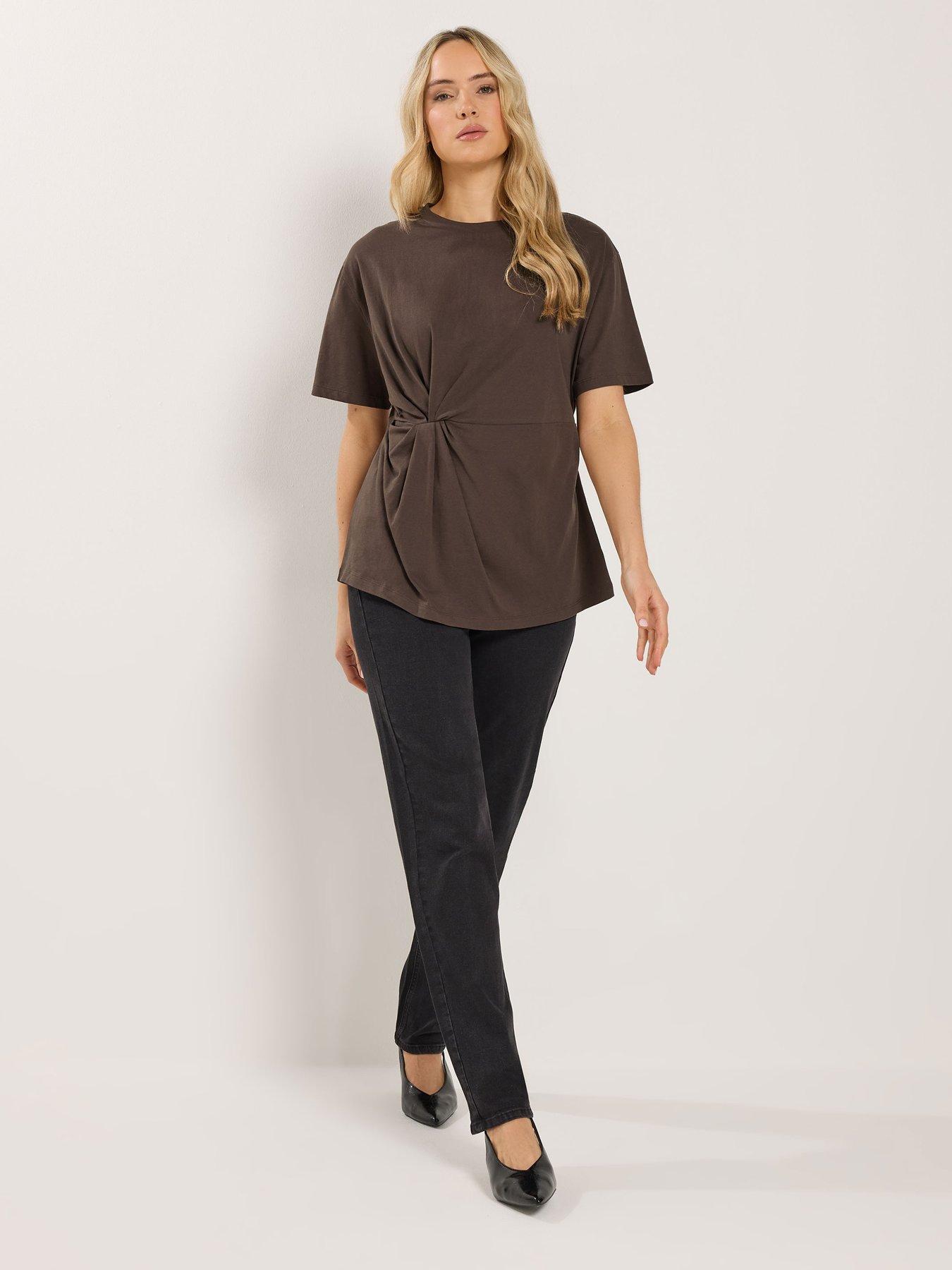 Image 3 of 5 of Long Tall Sally Twist Front T-Shirt - Brown