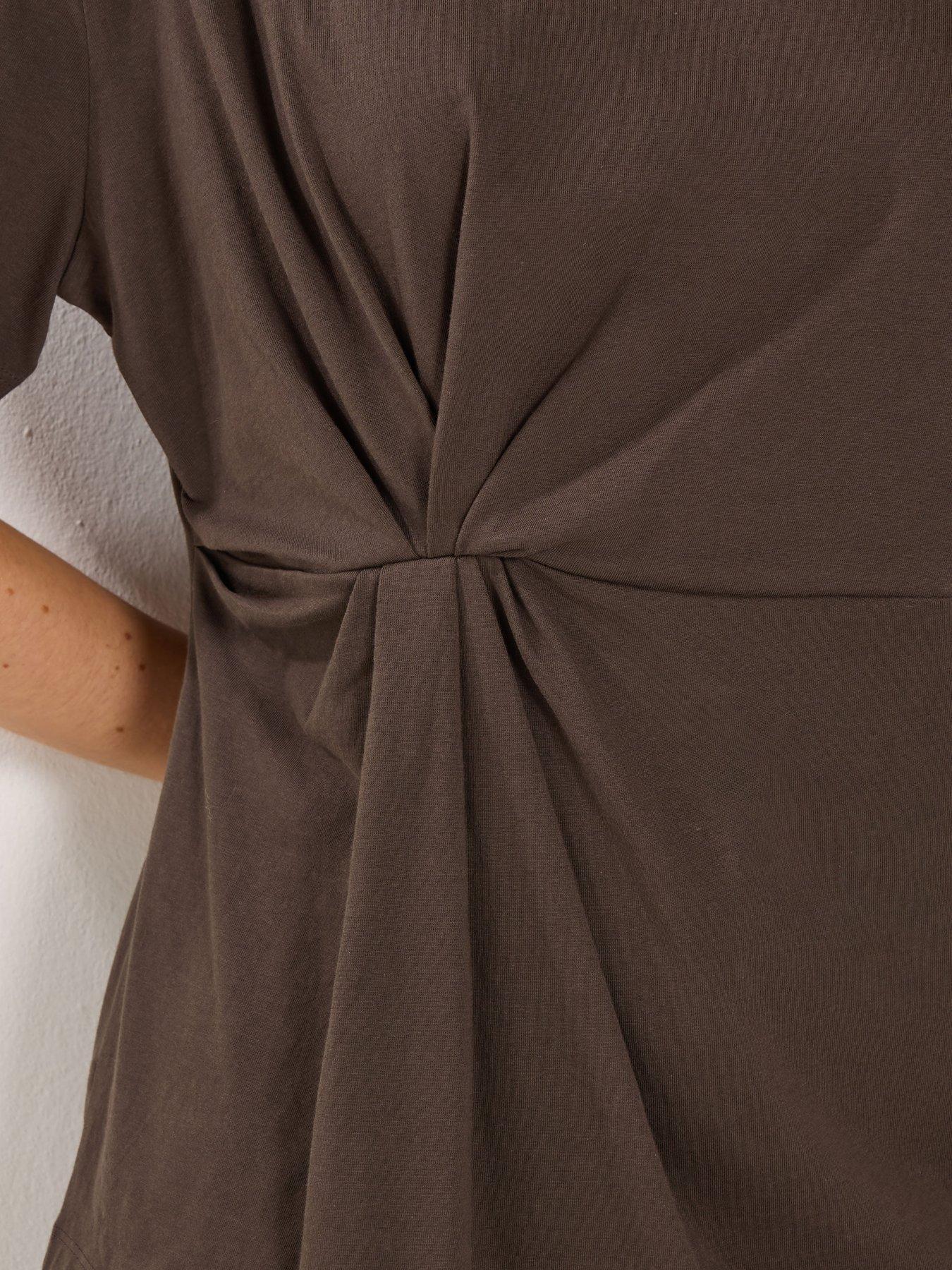 Image 4 of 5 of Long Tall Sally Twist Front T-Shirt - Brown