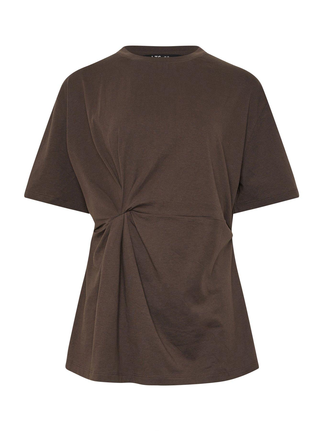 Image 5 of 5 of Long Tall Sally Twist Front T-Shirt - Brown