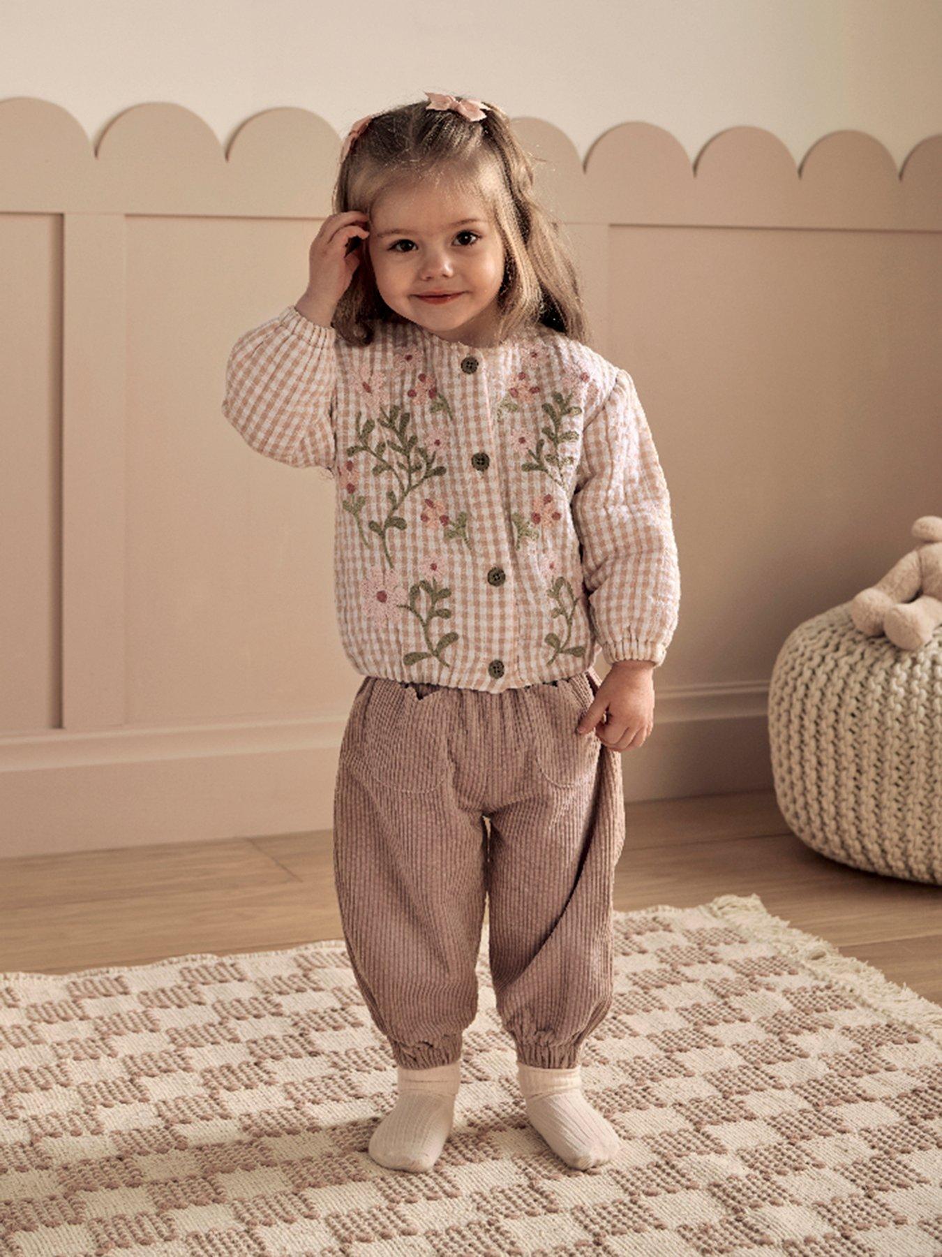 Image 1 of 3 of Mamas & Papas Baby Girls Flower Quilted Jacket - Pink