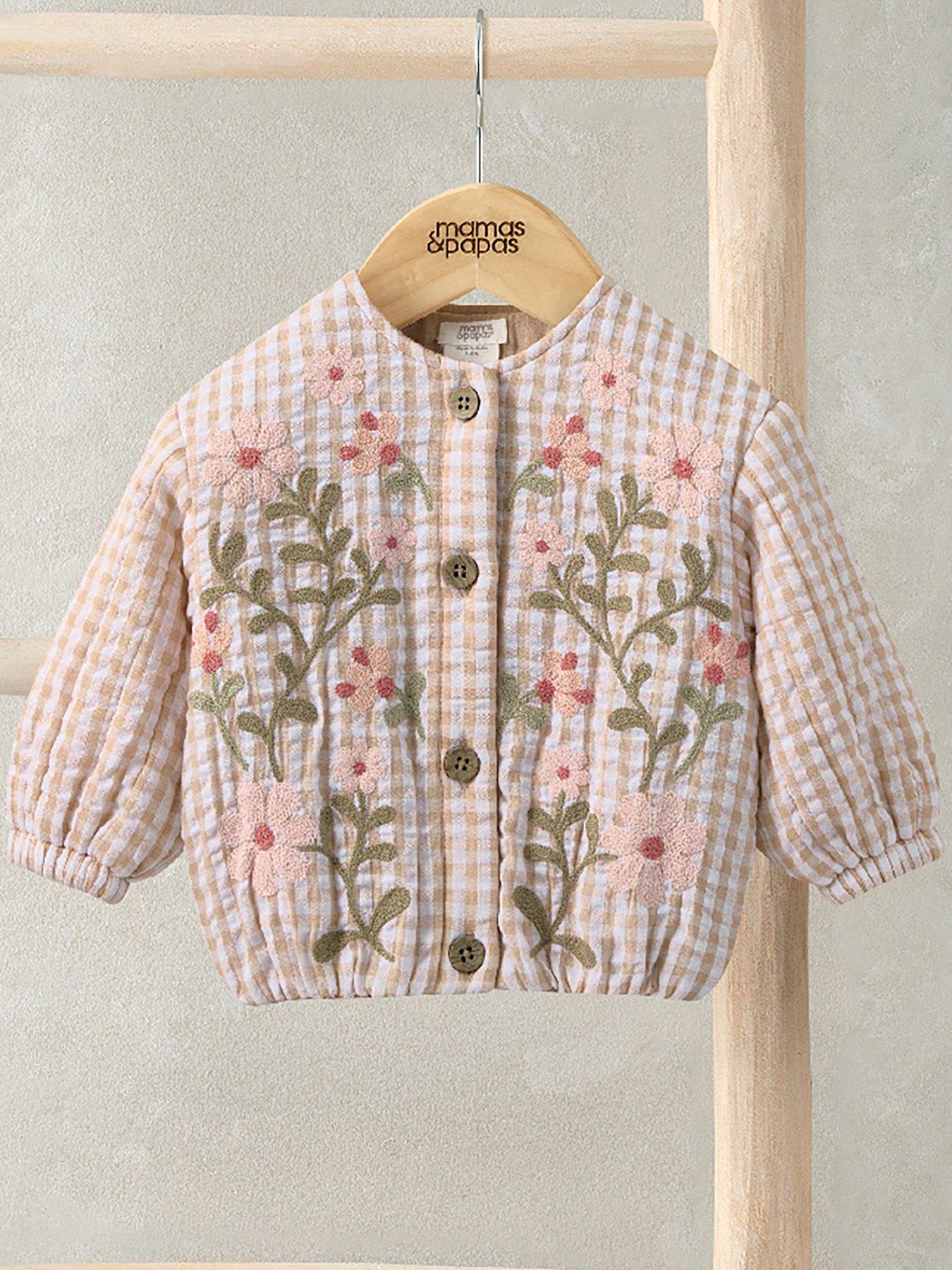 Image 2 of 3 of Mamas & Papas Baby Girls Flower Quilted Jacket - Pink