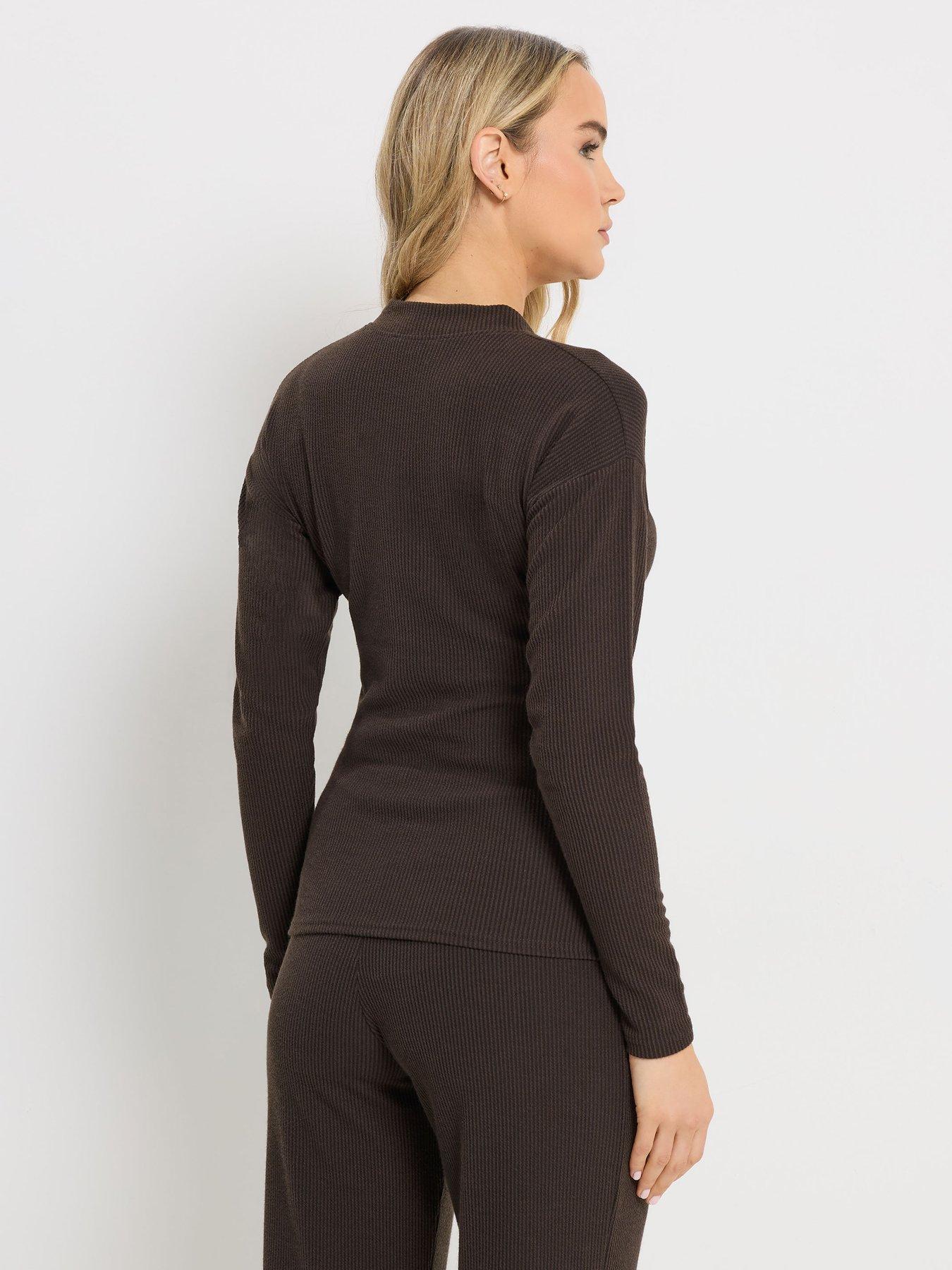 long-tall-sally-button-front-top-brownstillFront