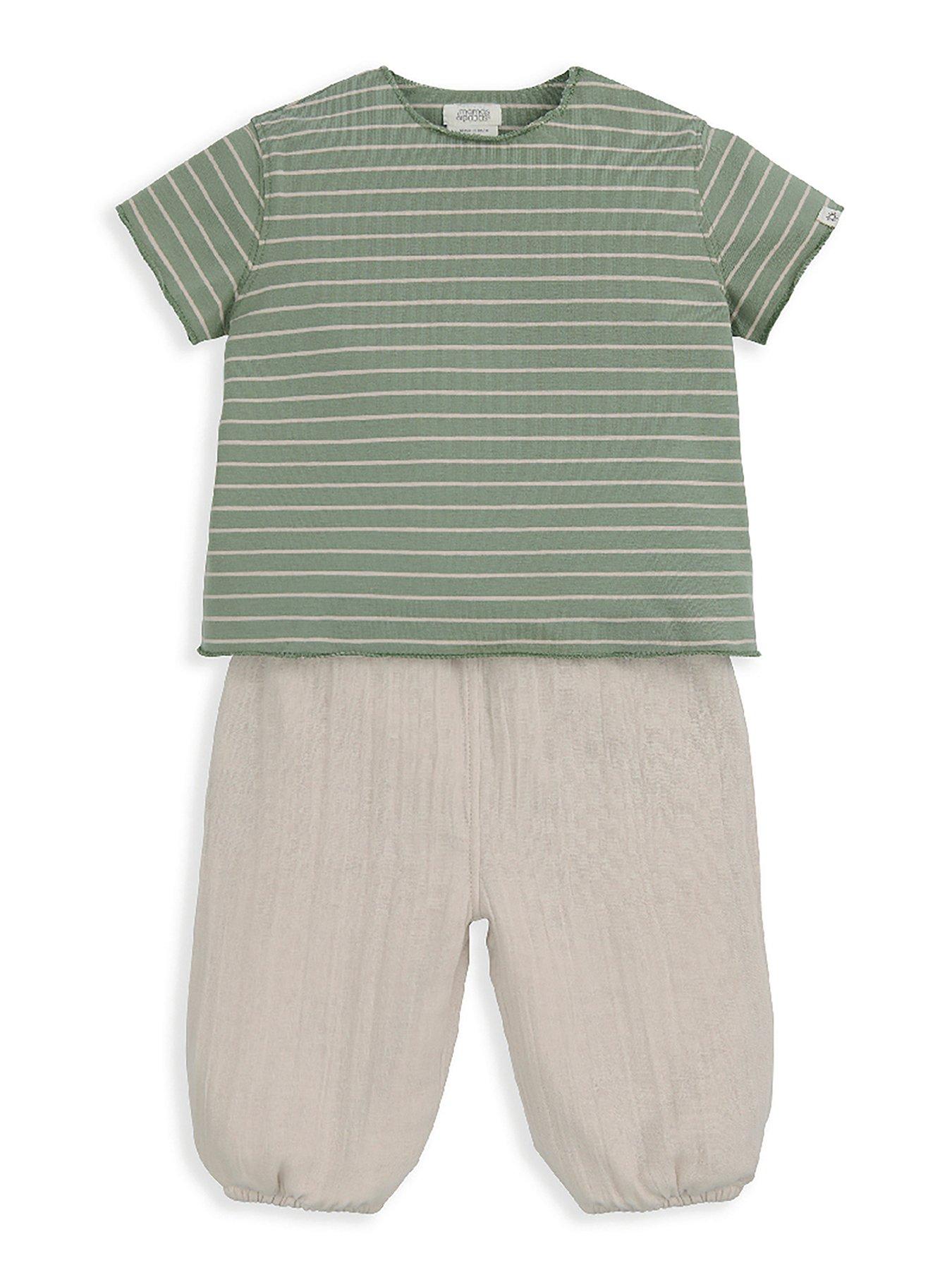 Image 2 of 4 of Mamas & Papas Baby Boys Stripe Tee &amp; Trouser Set - Blue