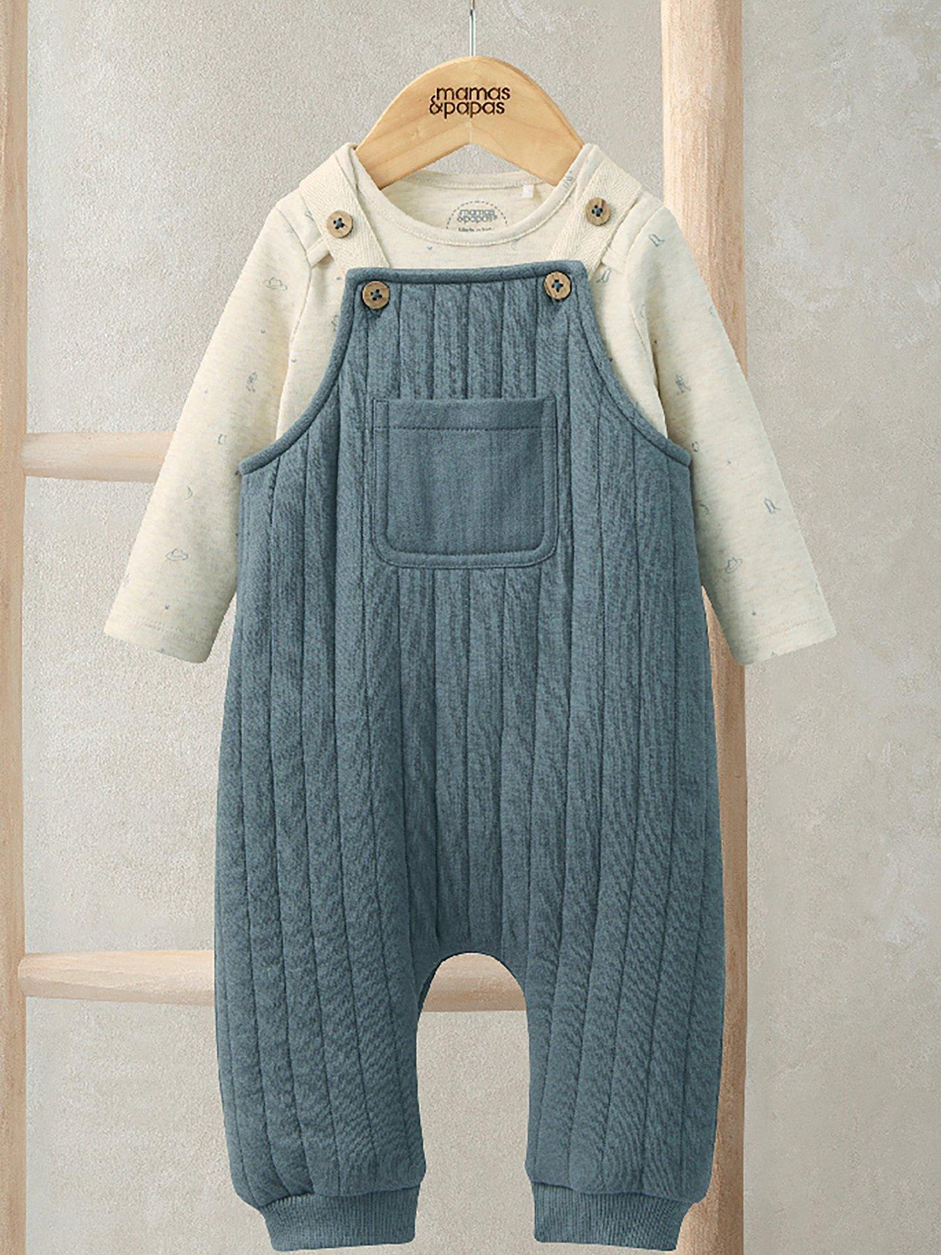 mamas-papas-baby-boys-2-piece-quilted-dungarees-amp-bodysuit-set-blue