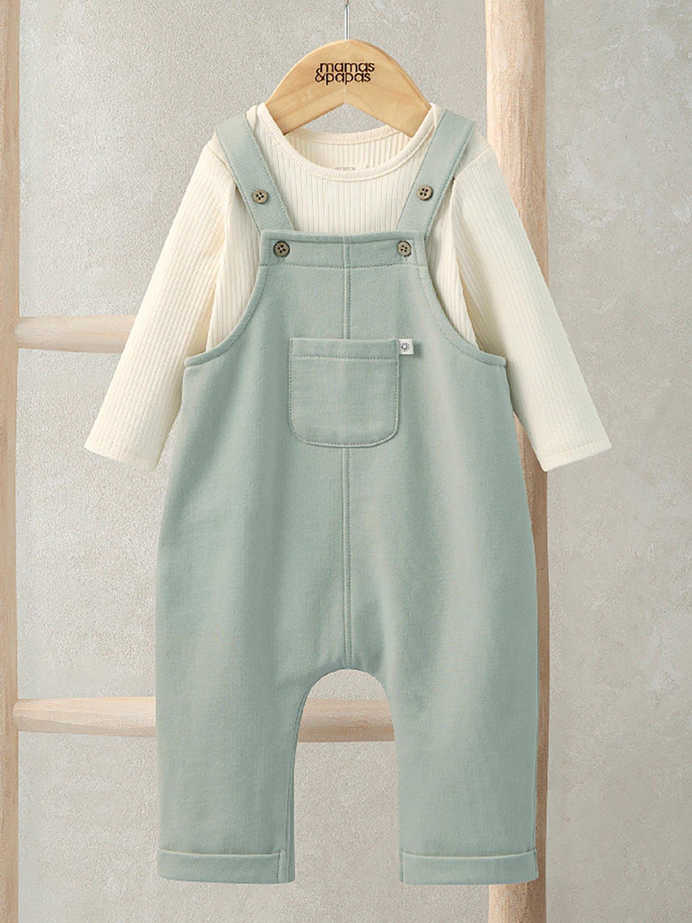 Mamas & Papas Baby Boys Sweat Dungaree & Bodysuit Set - Grey