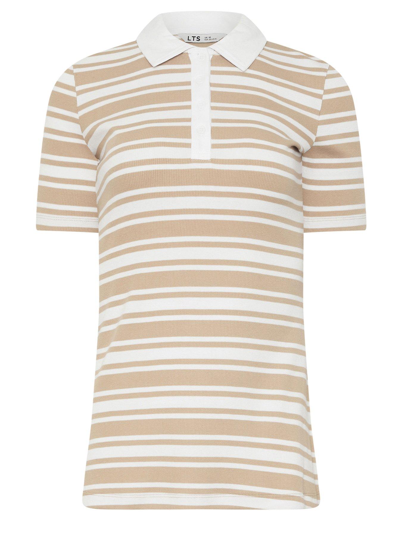Image 5 of 5 of Long Tall Sally Tall Stripe Polo T-Shirt - Cream