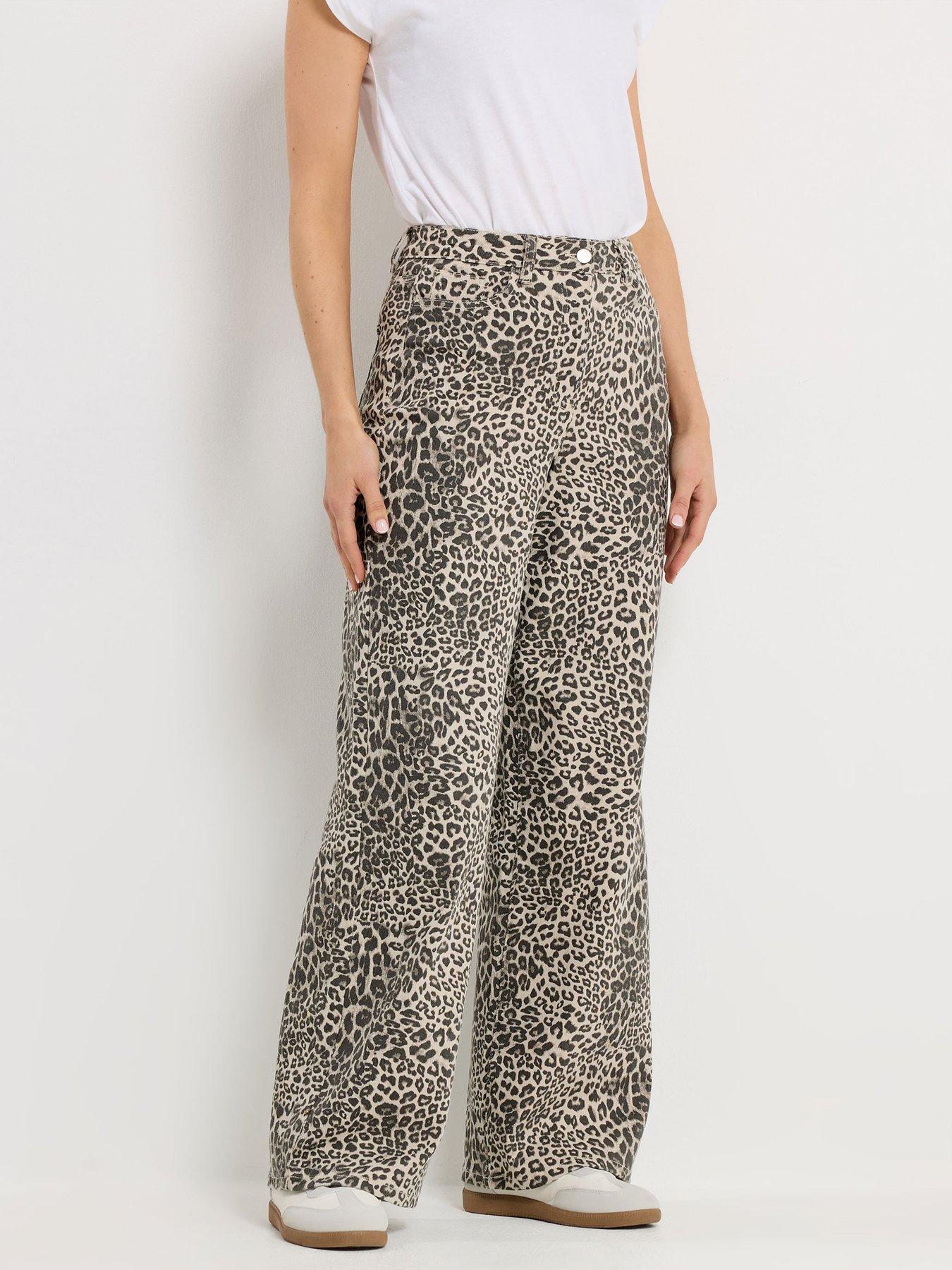 Long Tall Sally Tall Leopard Print Wide Leg Jean 36"