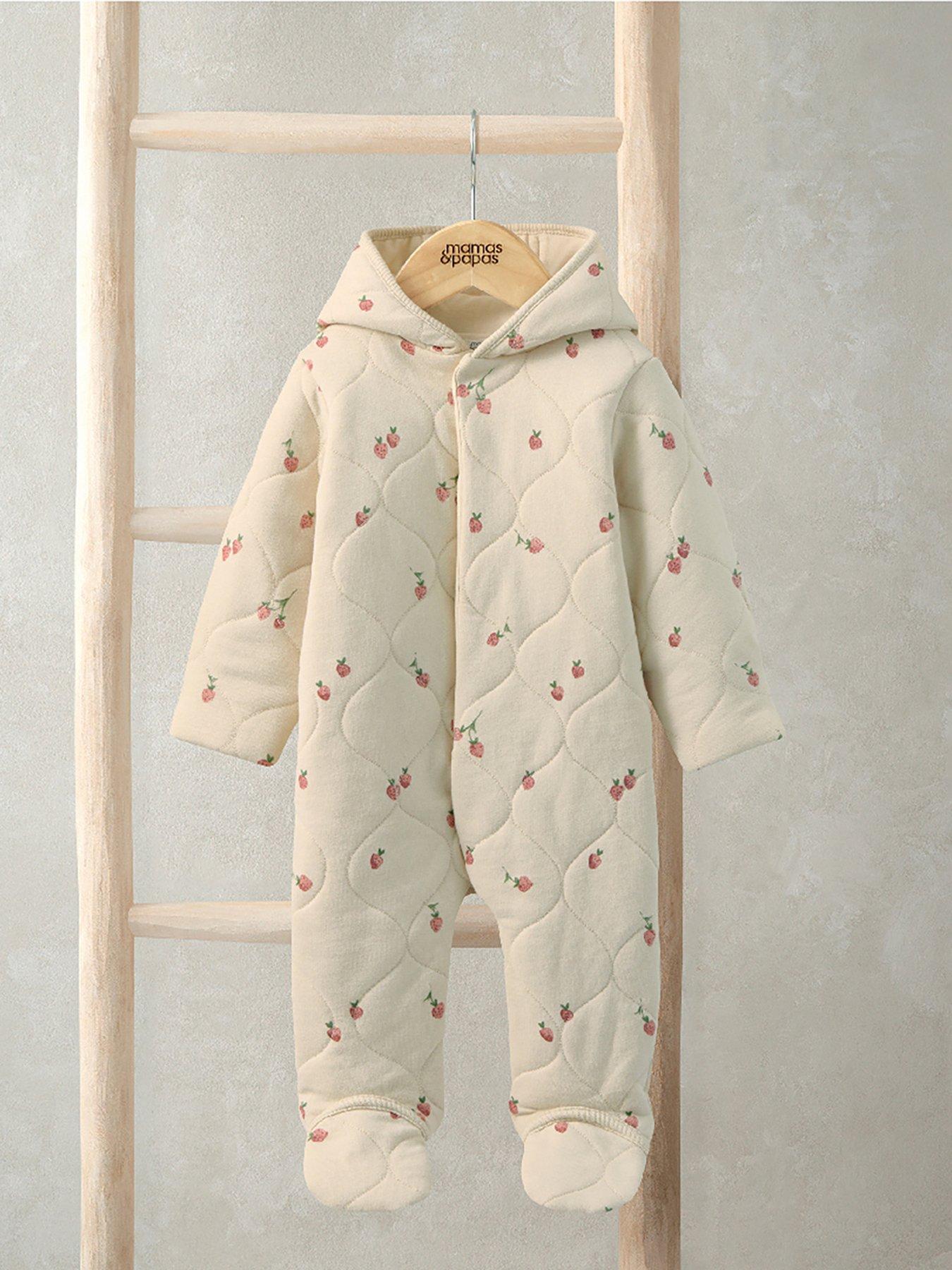Image 2 of 2 of Mamas & Papas Baby Girls Strawberry Pramsuit - Pink