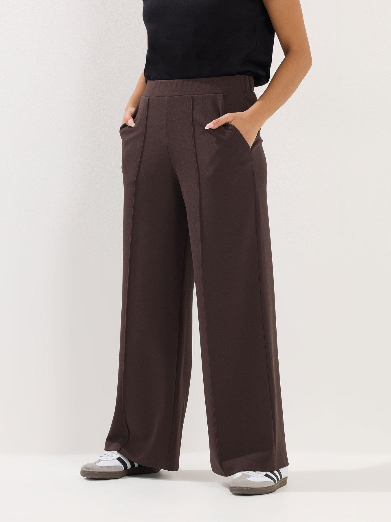 pixiegirl-petite-pintuck-scuba-trouser-brown