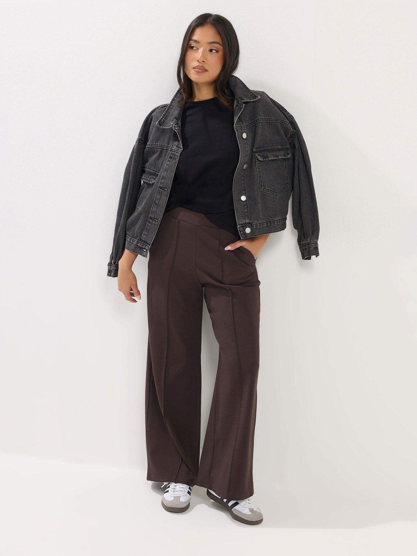pixiegirl-petite-pintuck-scuba-trouser-brownback