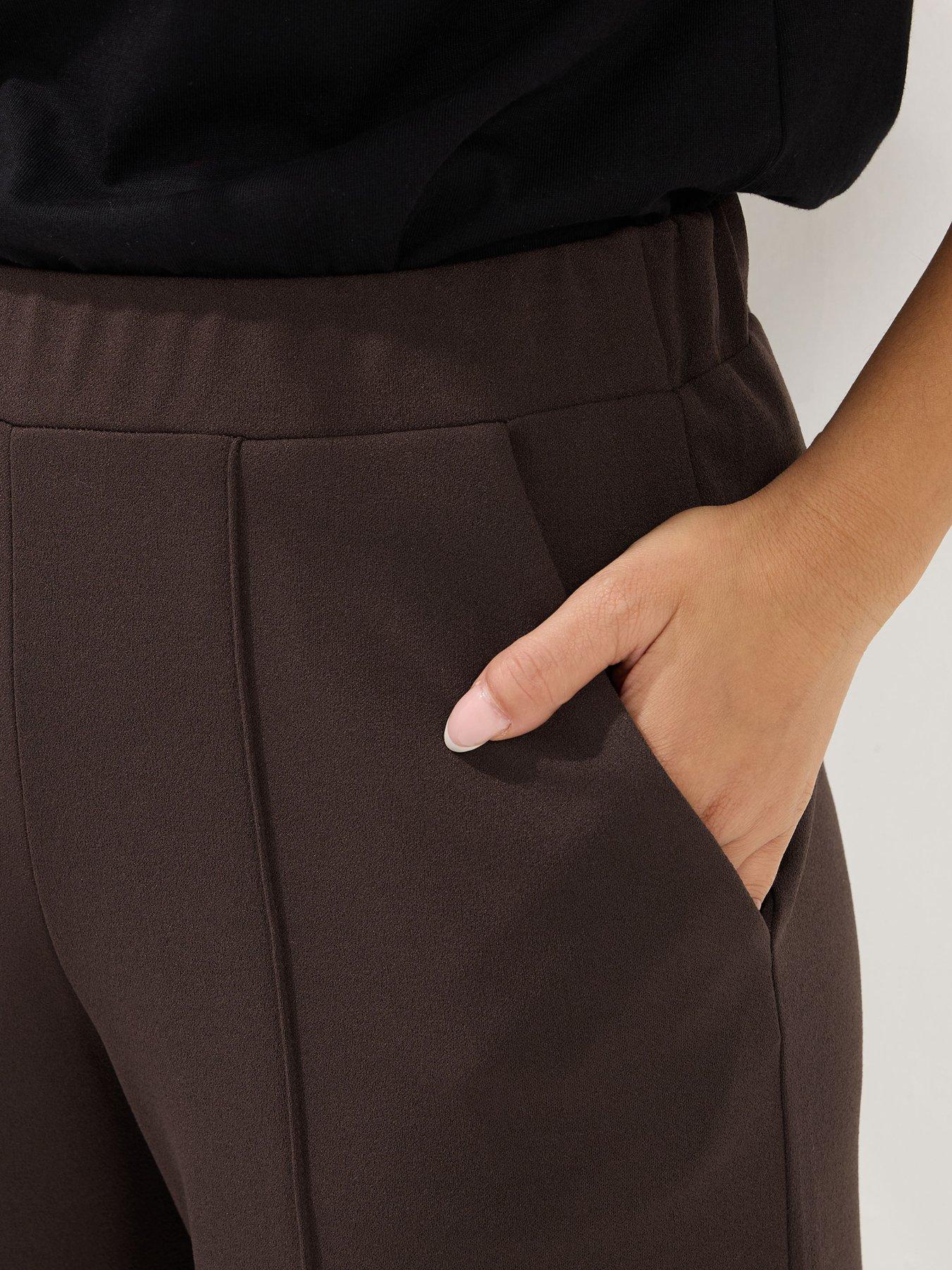 pixiegirl-petite-pintuck-scuba-trouser-brownoutfit