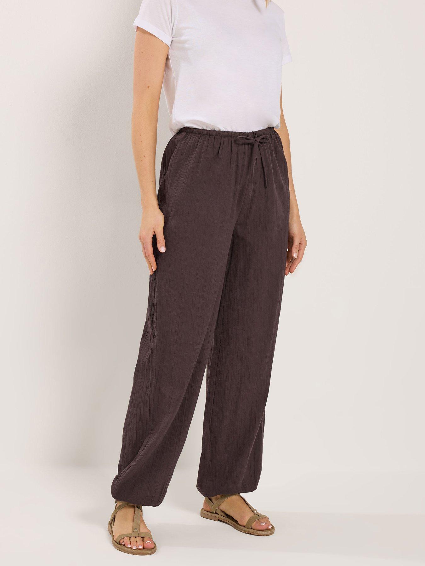 long-tall-sally-gathered-hem-trouser-34-brownfront