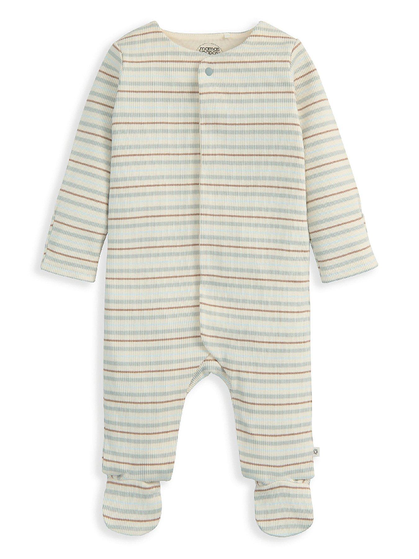 mamas-papas-baby-boys-hello-world-rib-stripe-sleepsuit-grey
