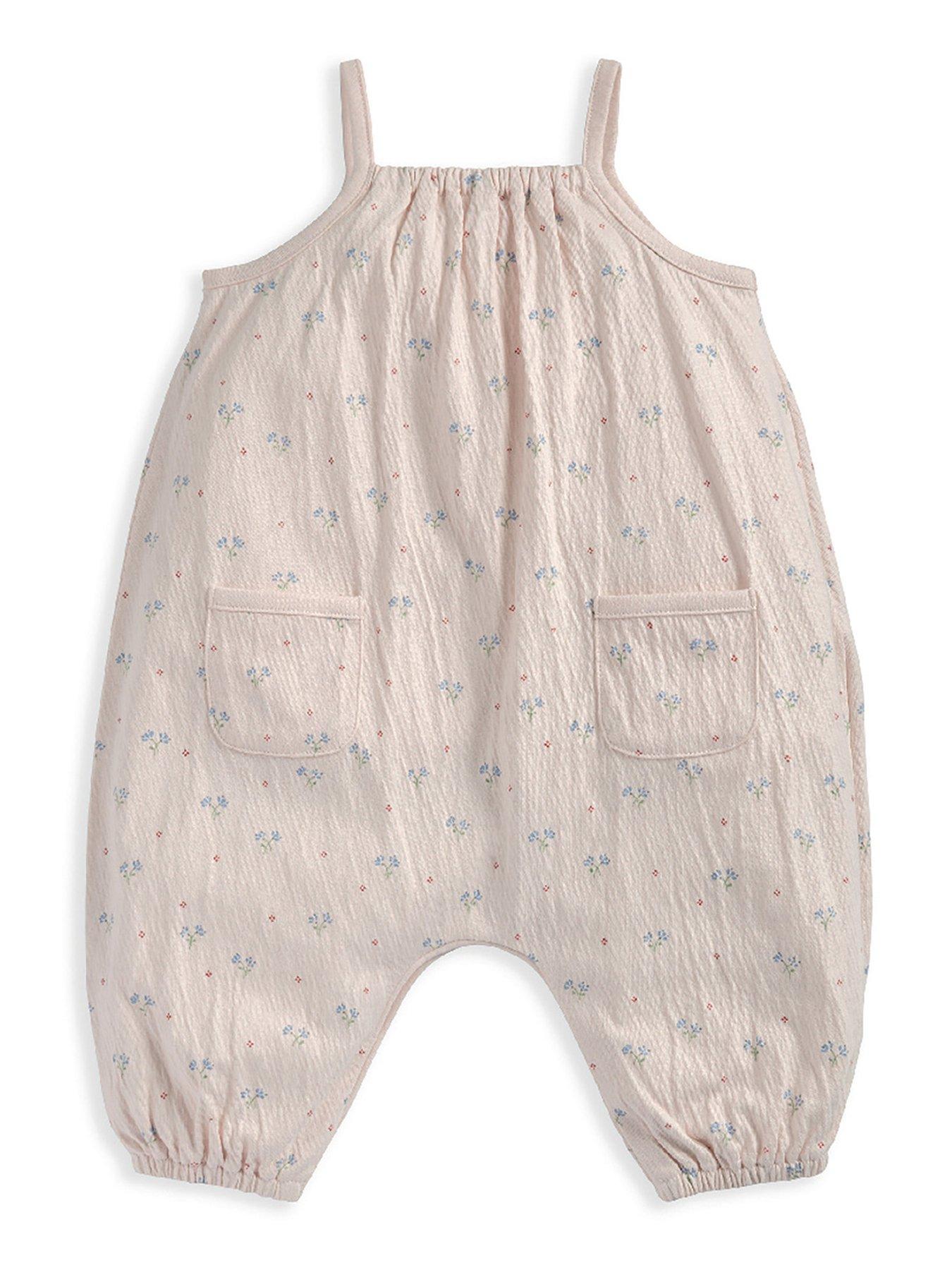 Image 2 of 2 of Mamas & Papas Baby Girls Floral Print Crinkle Romper - Light Purple