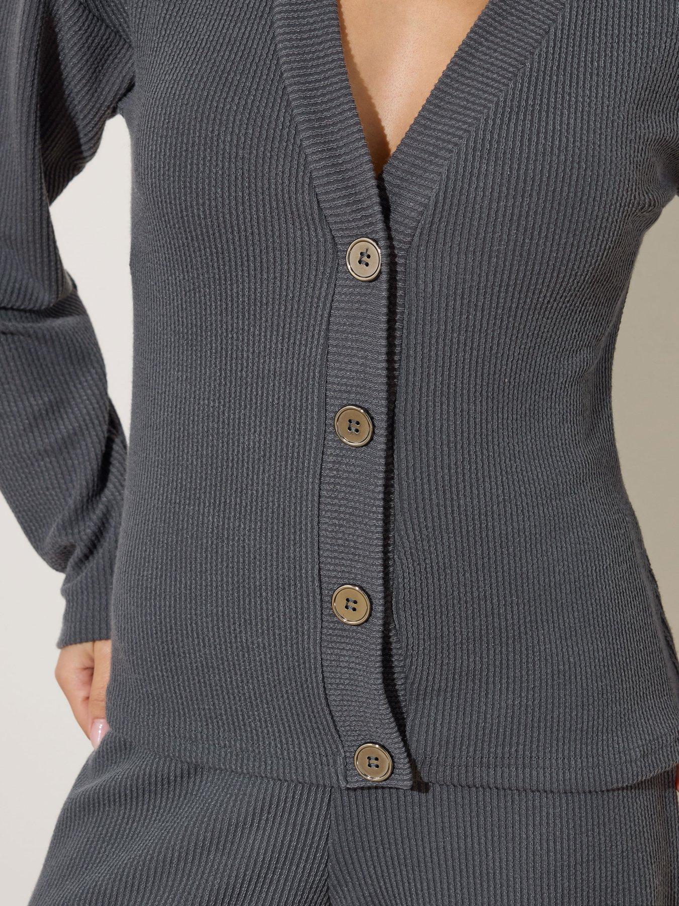 pixiegirl-petite-button-textured-cardigan-greyoutfit