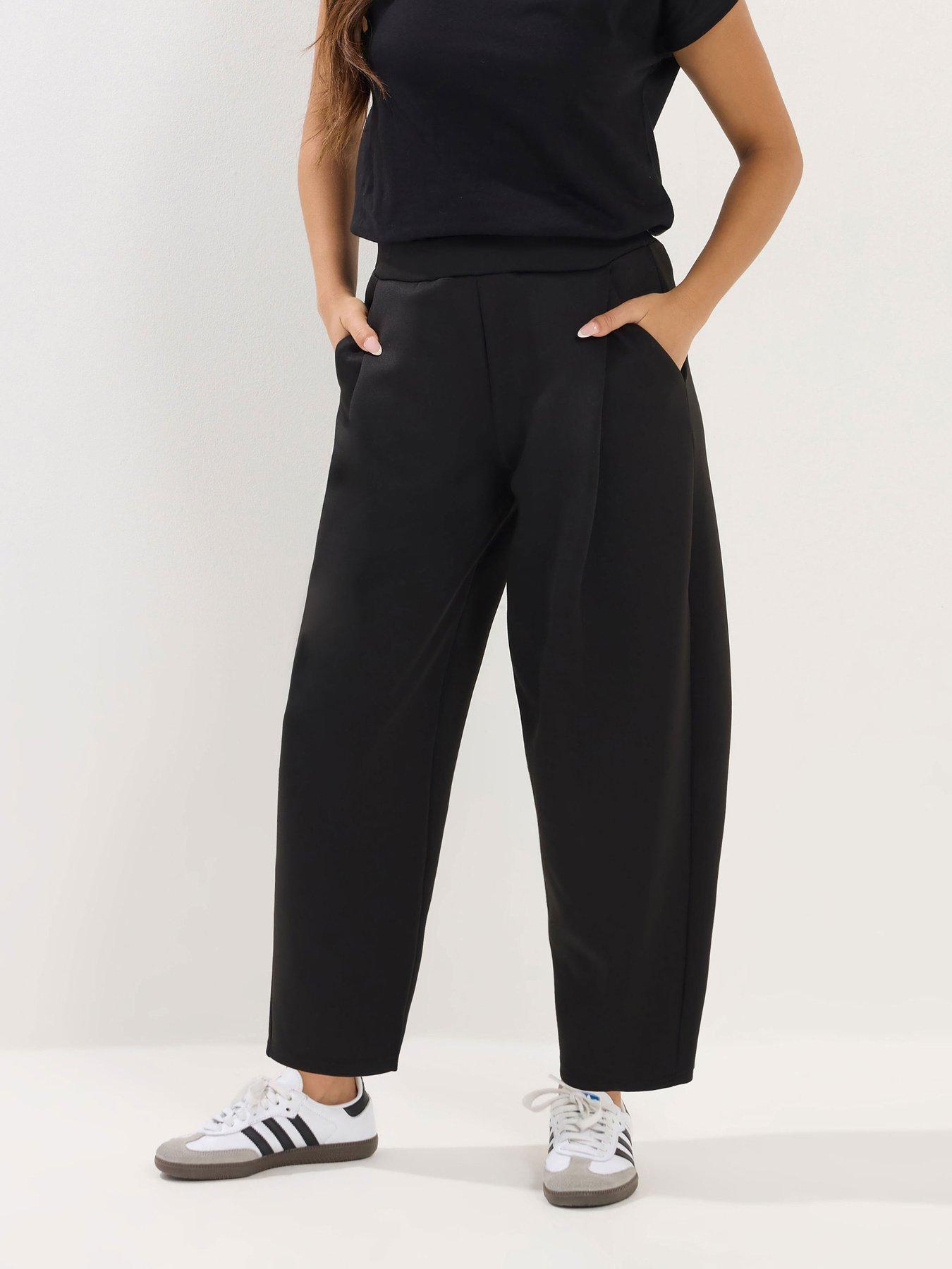 pixiegirl-petite-scuba-pleat-barrel-trouser-blackfront