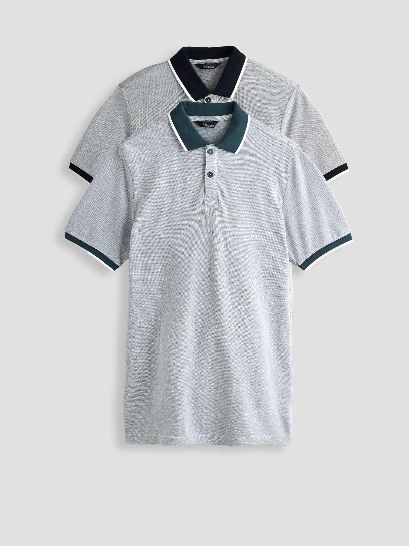 The Very Collection 2 Pack Pique Tipped Polo - Charc/fog